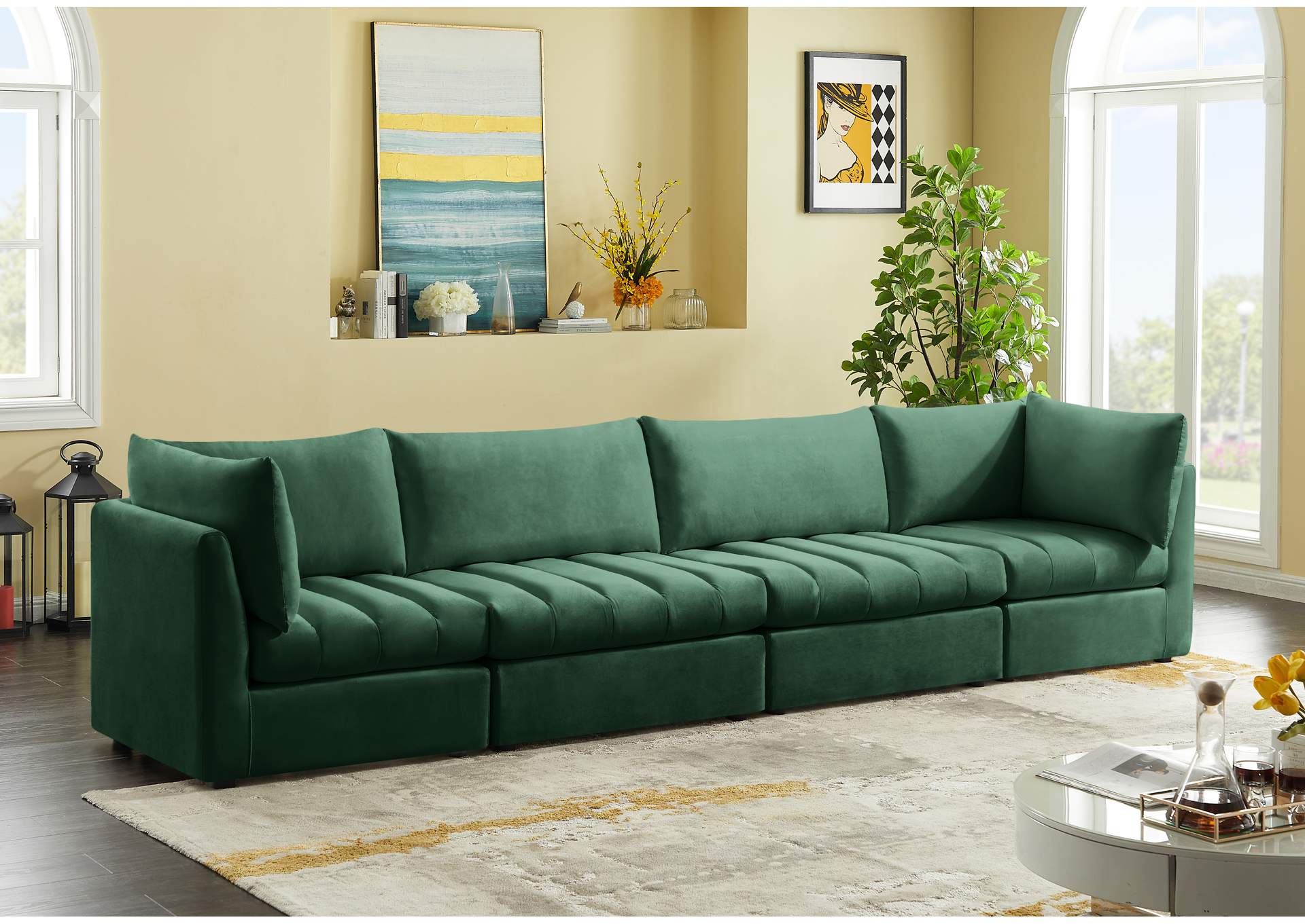 Jacob Green Velvet Modular Sofa,Meridian Furniture