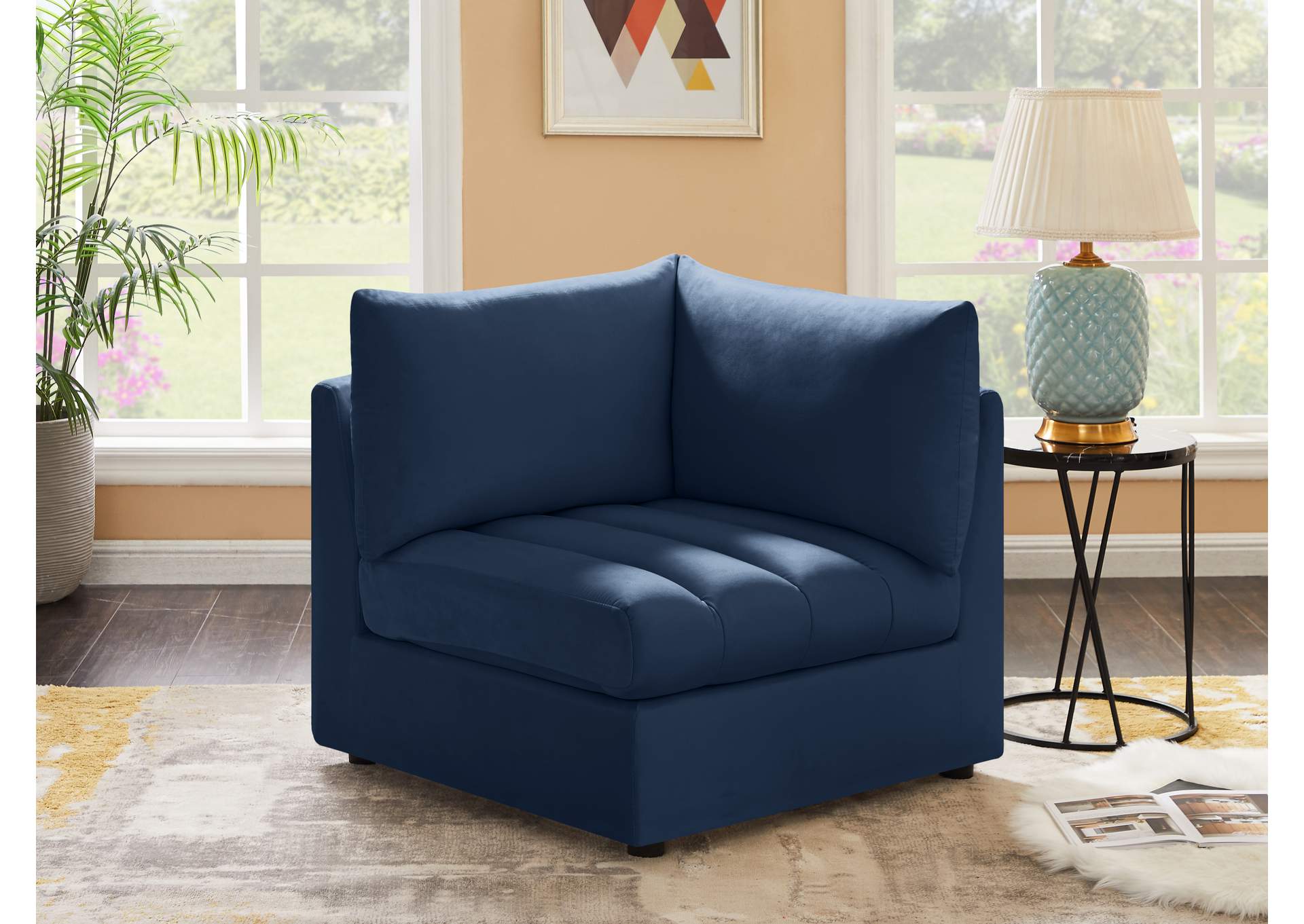 Jacob Navy Velvet Corner,Meridian Furniture