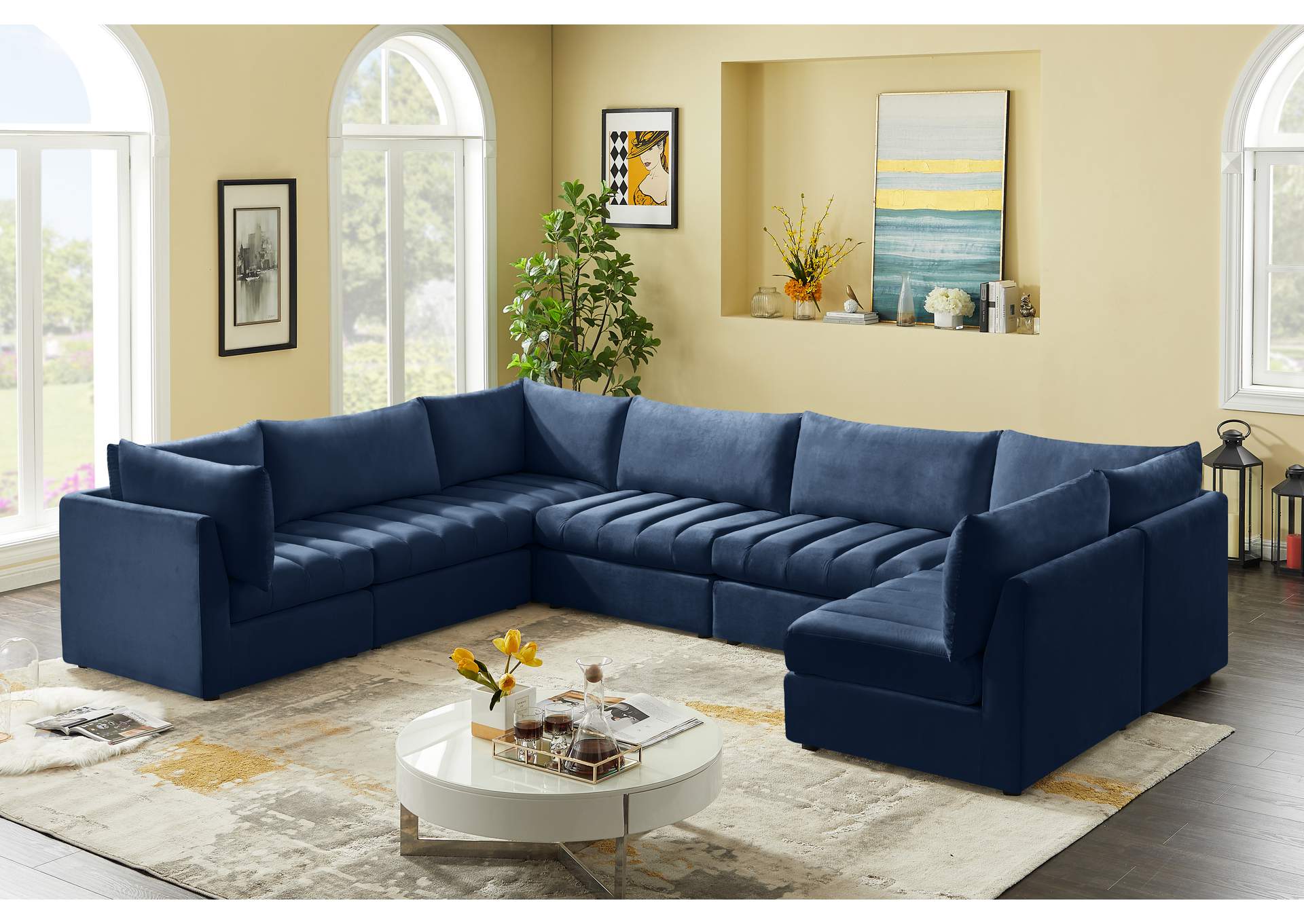 Jacob Navy Velvet Modular Sectional,Meridian Furniture