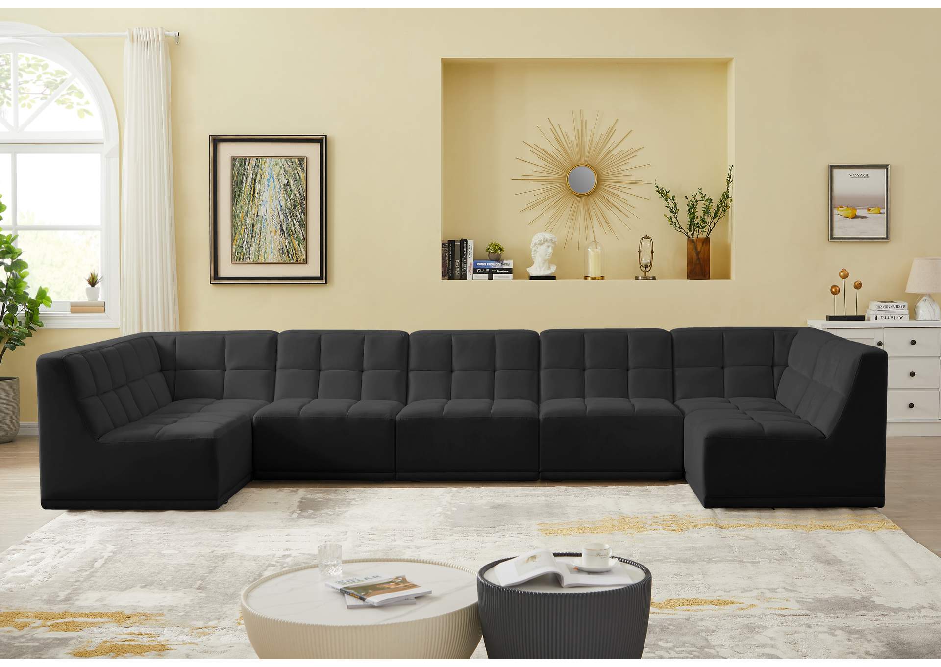 Relax Black Velvet Modular Sectional,Meridian Furniture