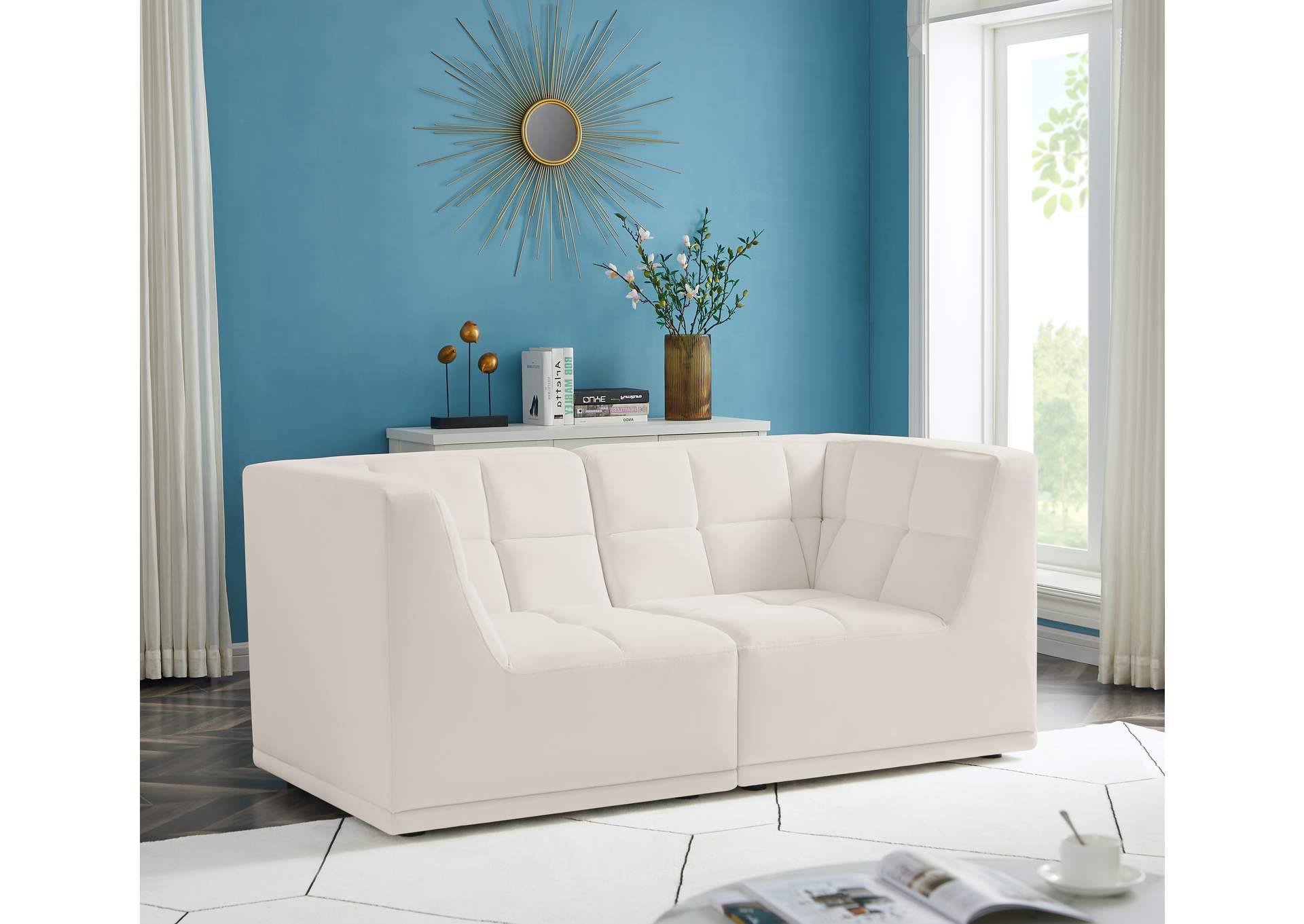 Relax Cream Velvet Modular Sofa,Meridian Furniture