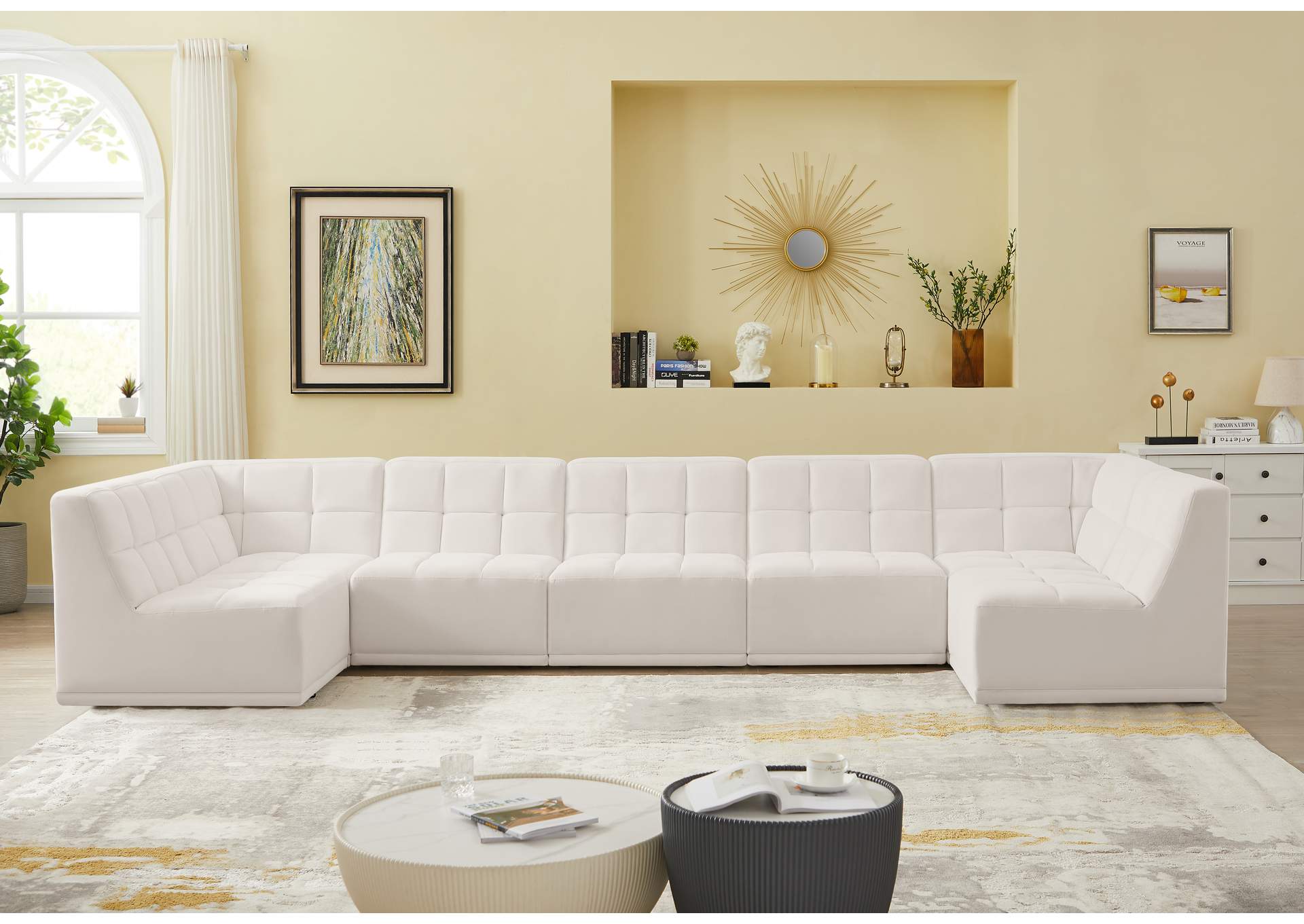 Relax Cream Velvet Modular Sectional,Meridian Furniture