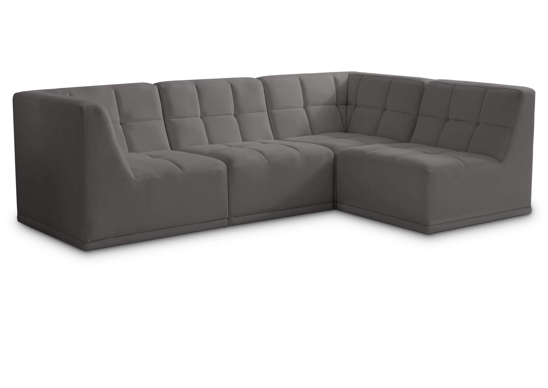 Relax Grey Velvet Modular Sectional,Meridian Furniture