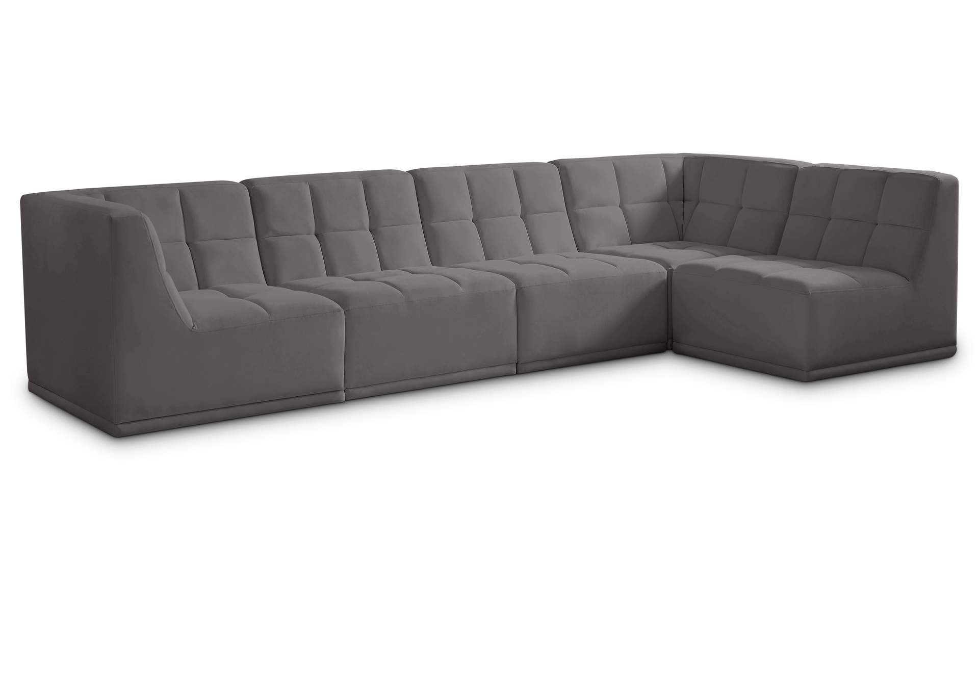 Relax Grey Velvet Modular Sectional,Meridian Furniture