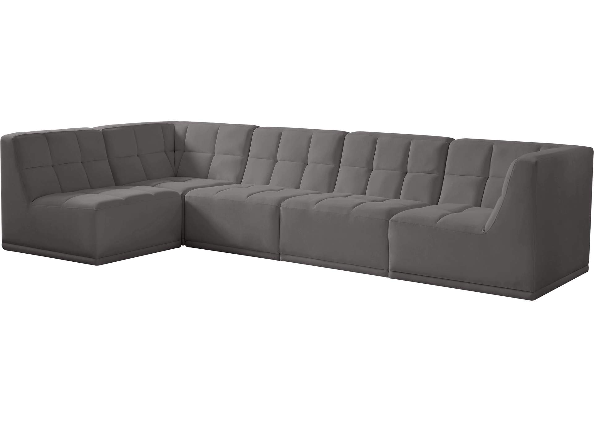 Relax Grey Velvet Modular Sectional,Meridian Furniture