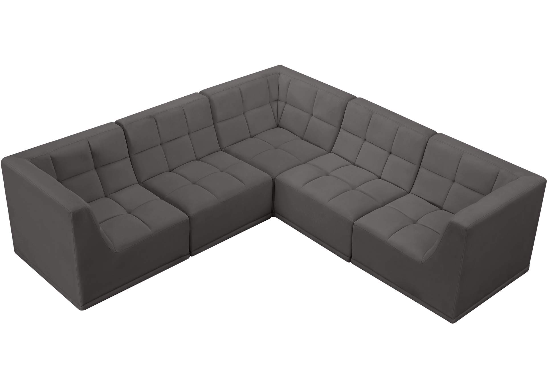 Relax Grey Velvet Modular Sectional,Meridian Furniture