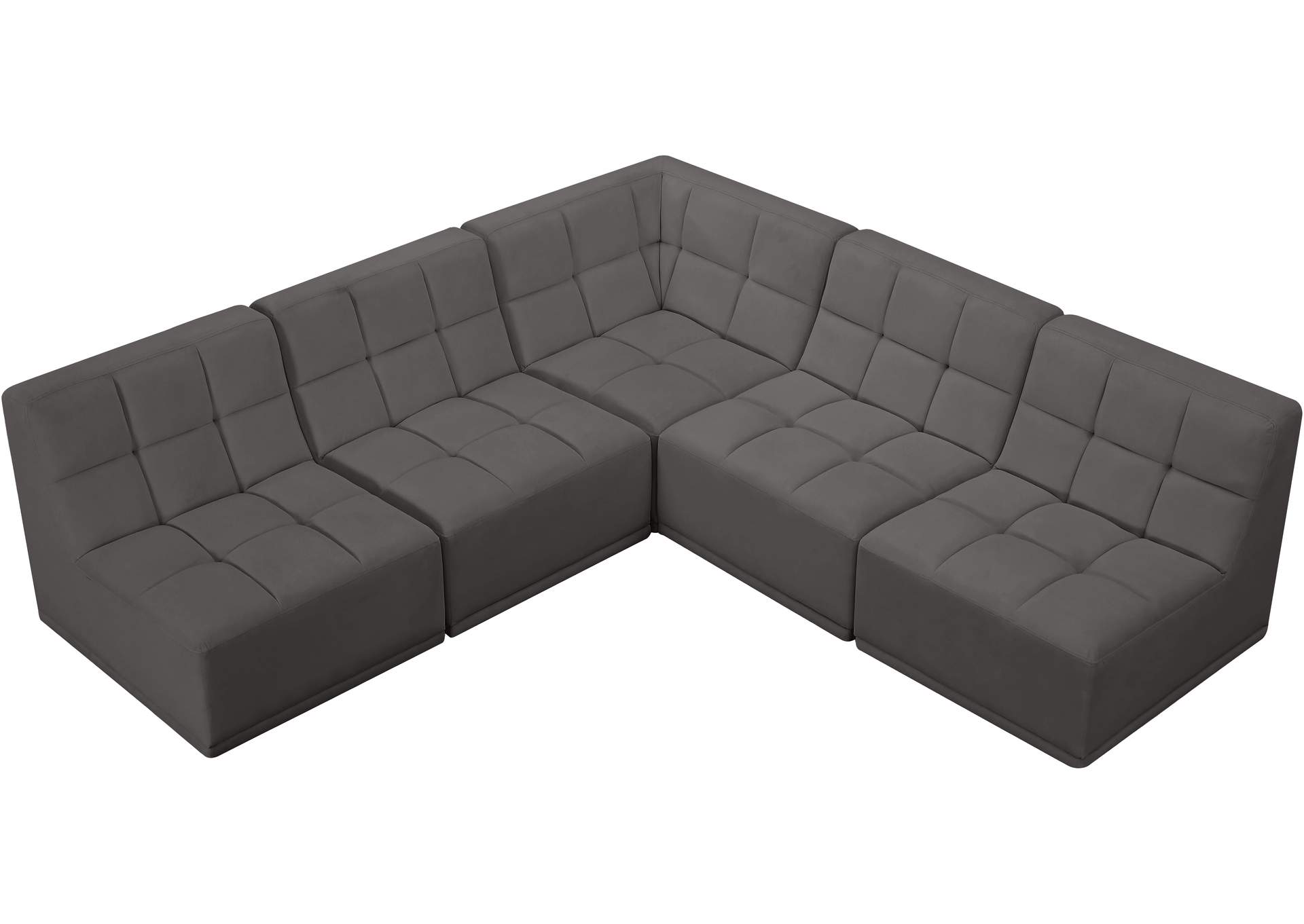 Relax Grey Velvet Modular Sectional,Meridian Furniture