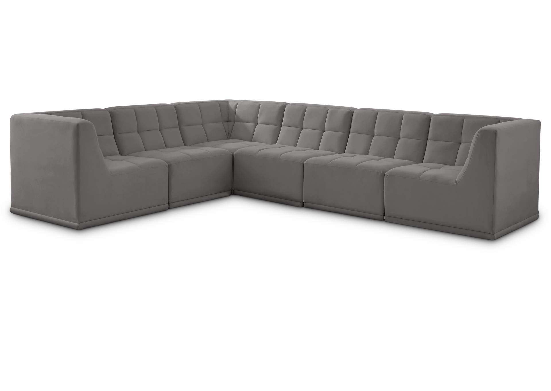 Relax Grey Velvet Modular Sectional,Meridian Furniture