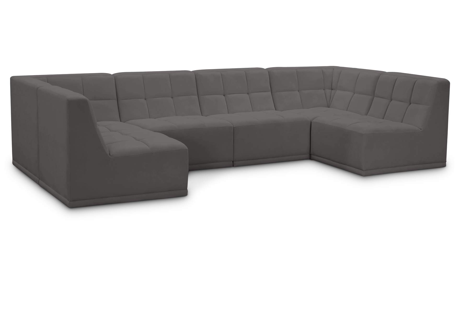 Relax Grey Velvet Modular Sectional,Meridian Furniture