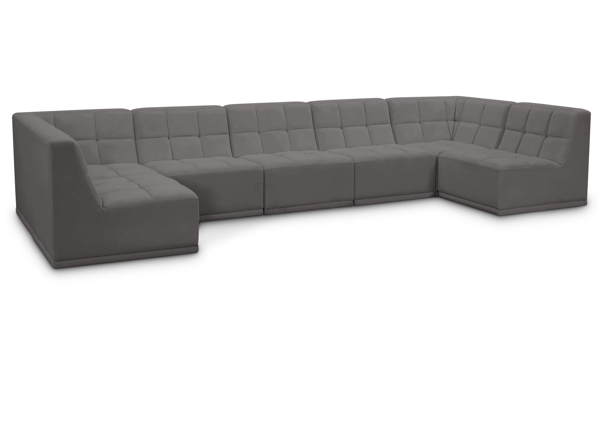 Relax Grey Velvet Modular Sectional,Meridian Furniture