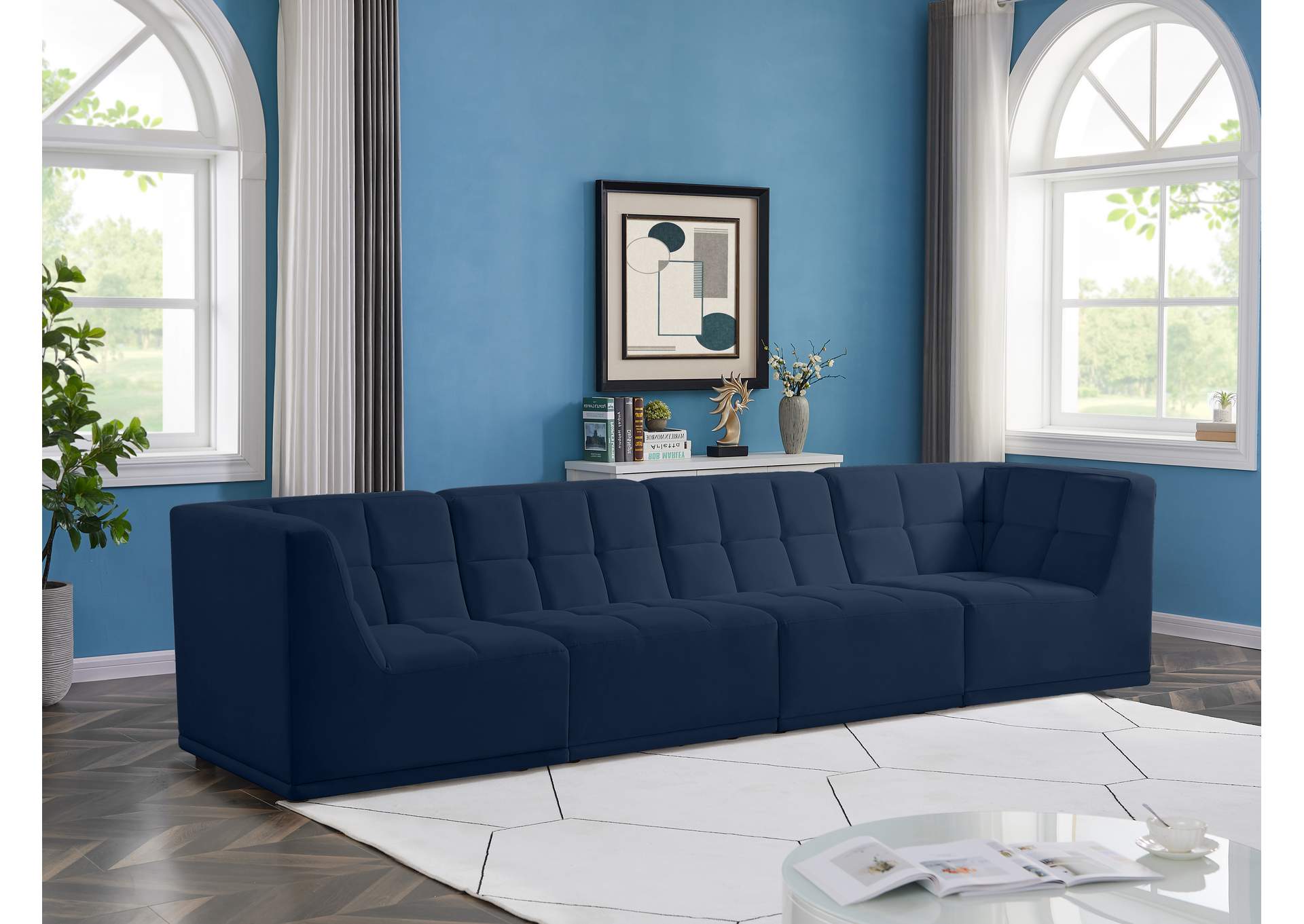 Relax Navy Velvet Modular Sofa,Meridian Furniture