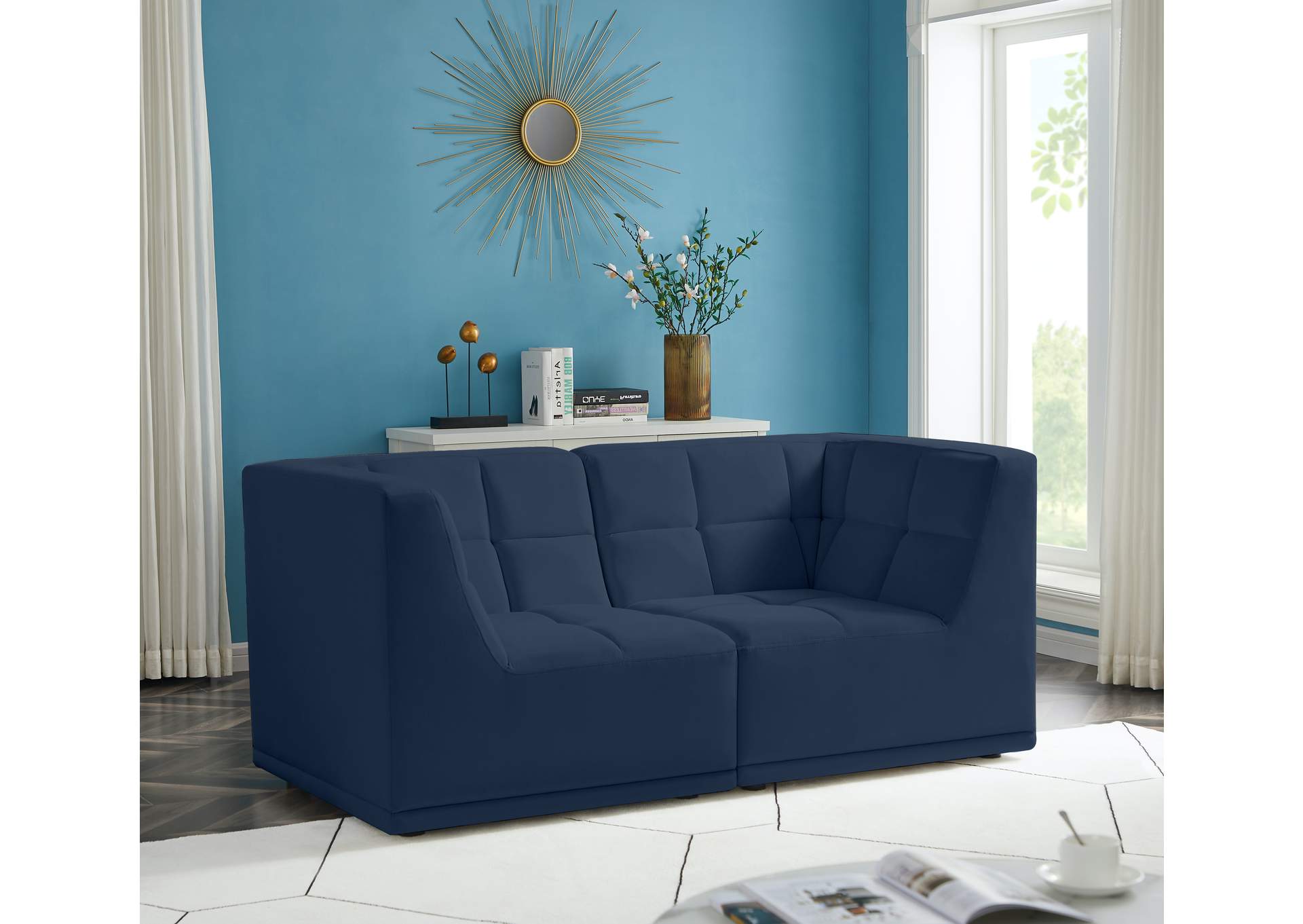 Relax Navy Velvet Modular Sofa,Meridian Furniture