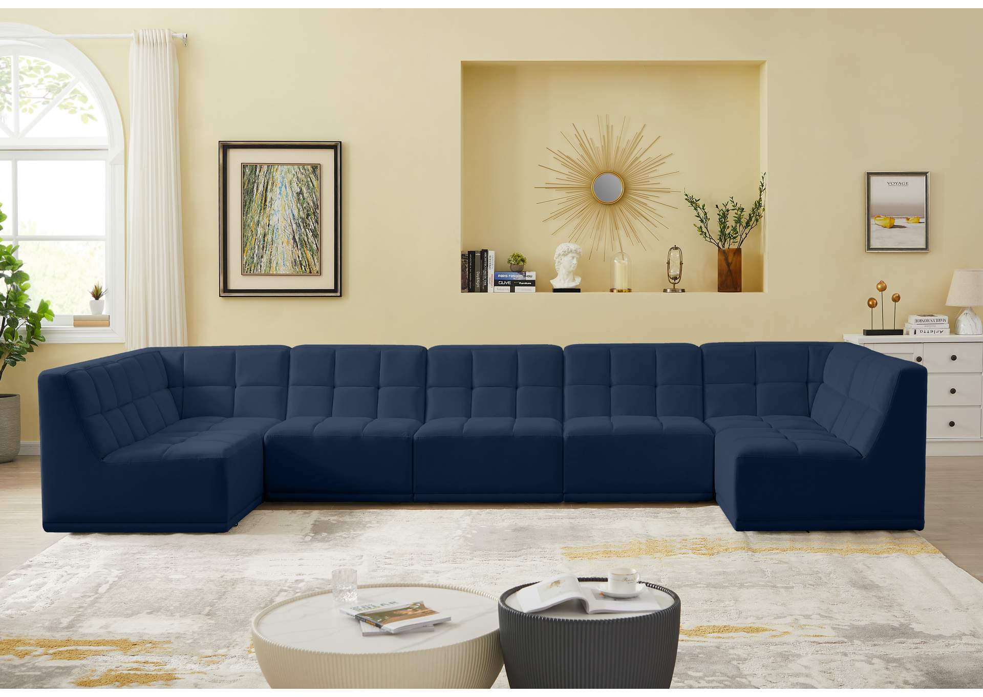 Relax Navy Velvet Modular Sectional,Meridian Furniture