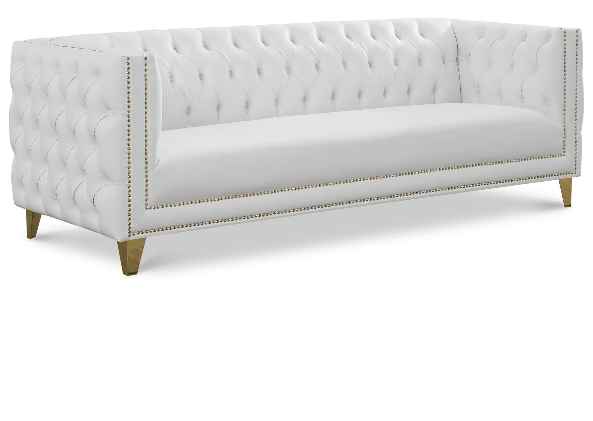 Michelle White Faux Leather Sofa,Meridian Furniture