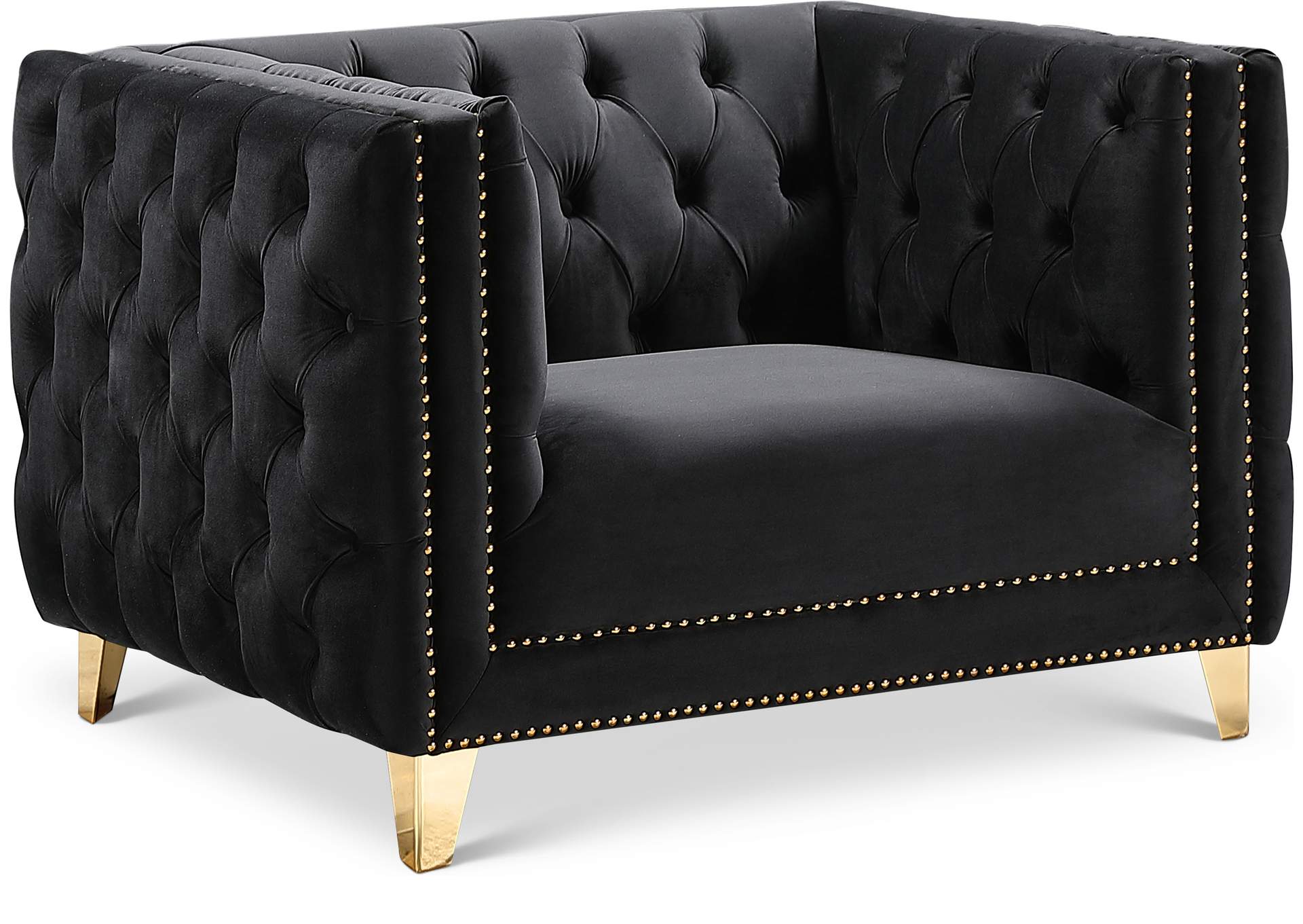 Michelle Black Velvet Chair,Meridian Furniture