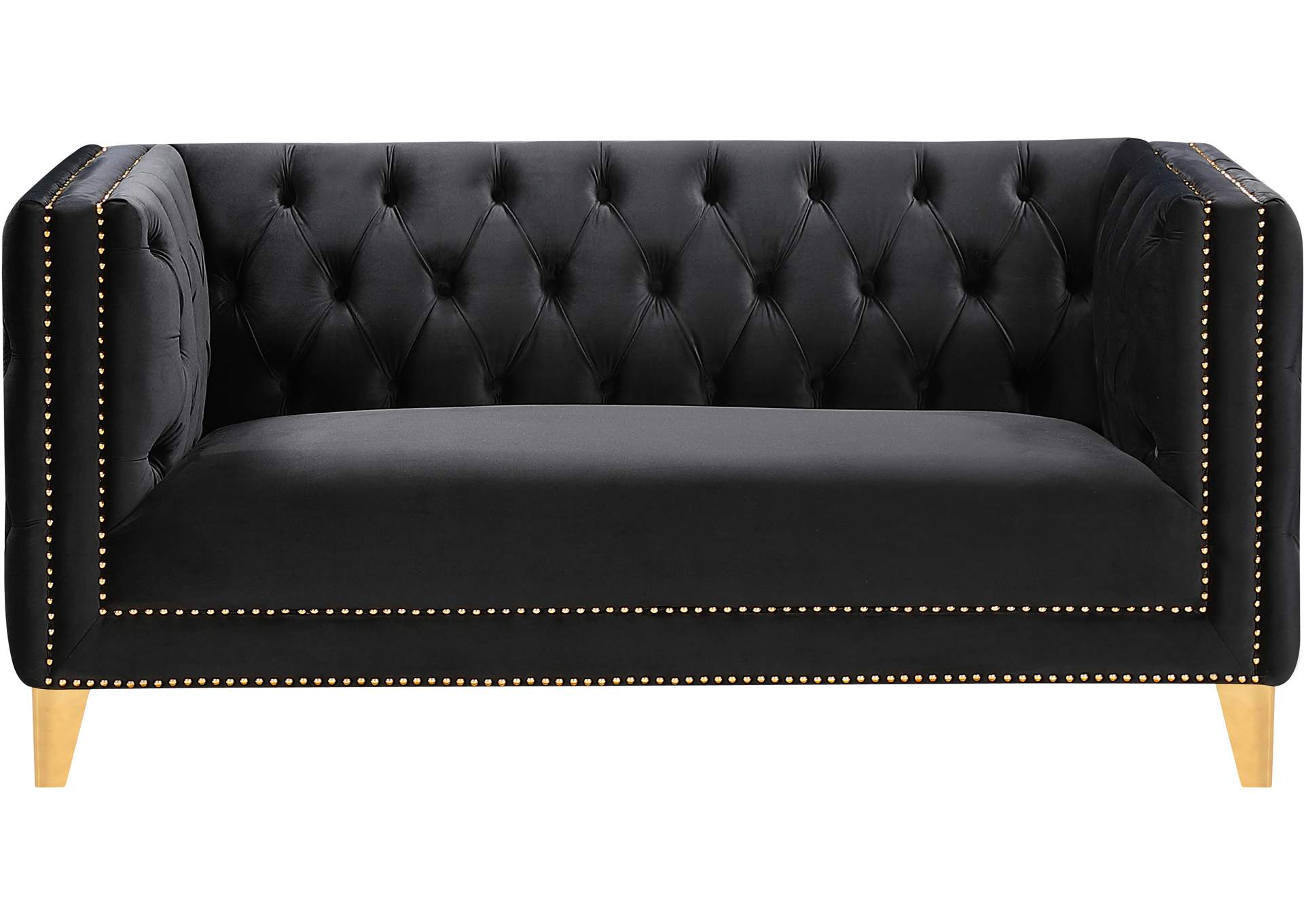 Michelle Black Velvet Loveseat,Meridian Furniture