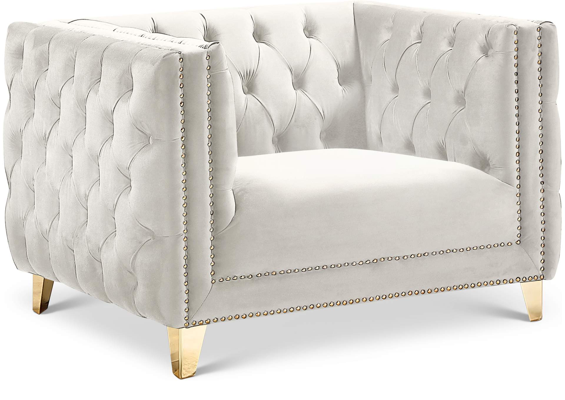 Michelle Cream Velvet Chair,Meridian Furniture