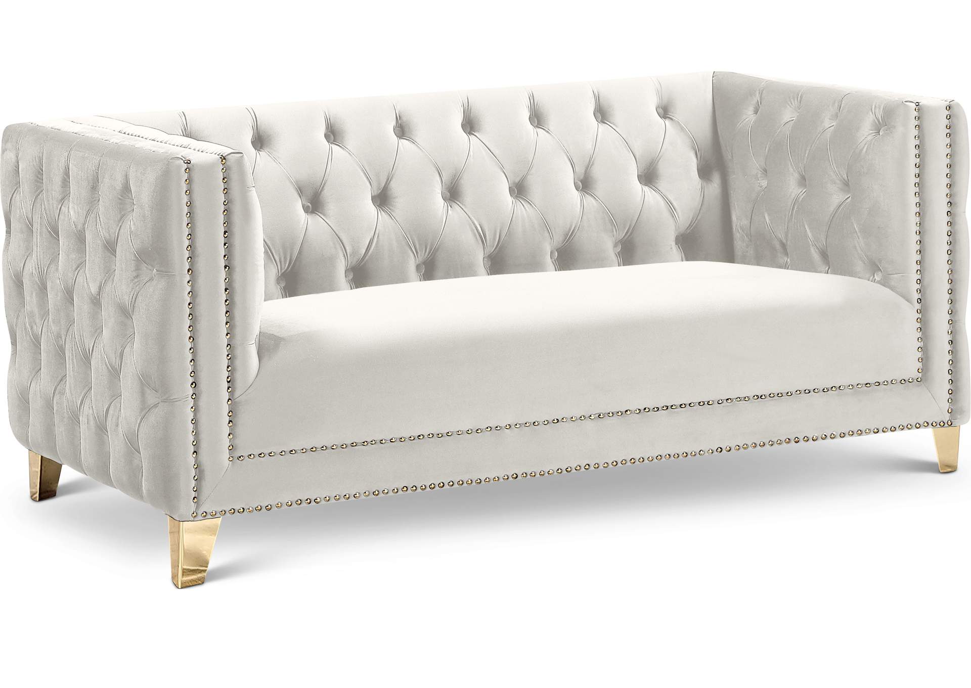 Michelle Cream Velvet Loveseat,Meridian Furniture