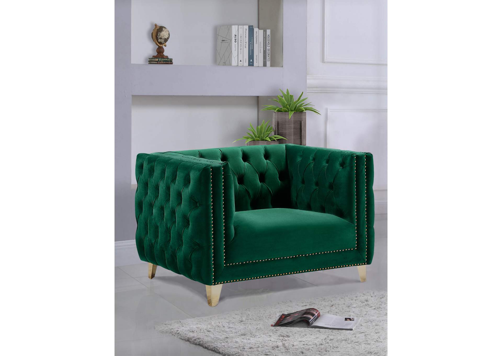 Michelle Green Velvet Chair,Meridian Furniture