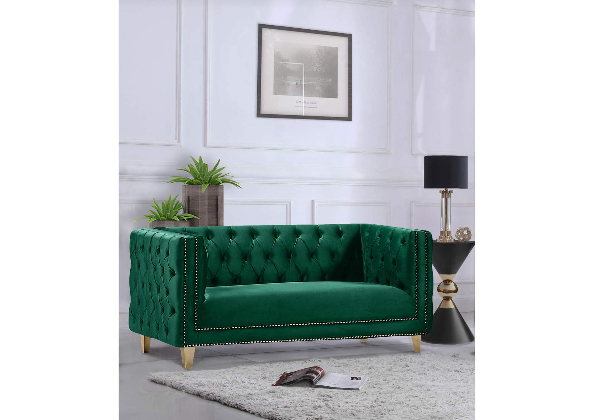 Michelle Green Velvet Loveseat,Meridian Furniture