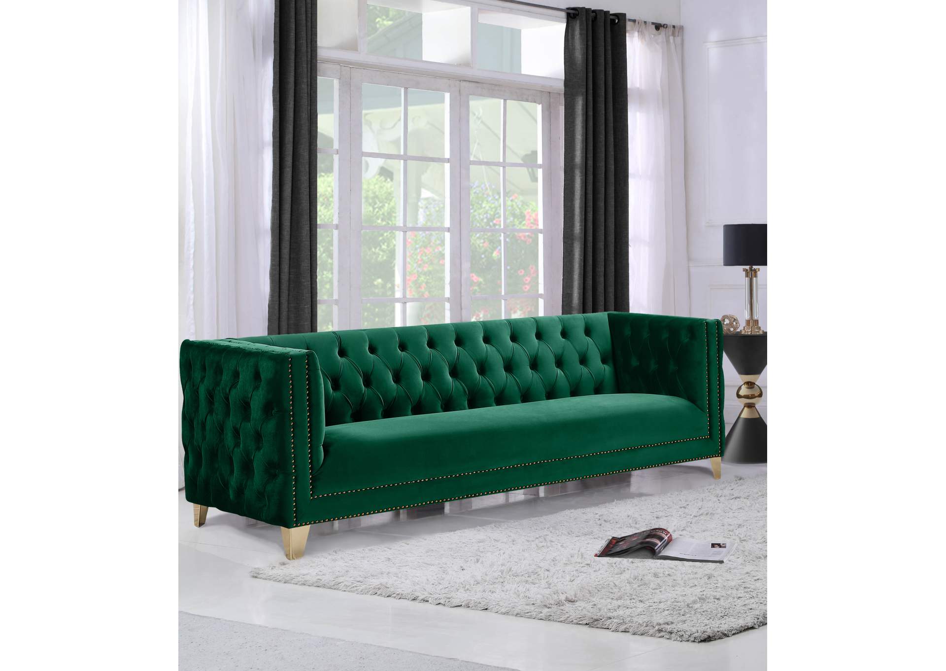 Michelle Green Velvet Sofa,Meridian Furniture