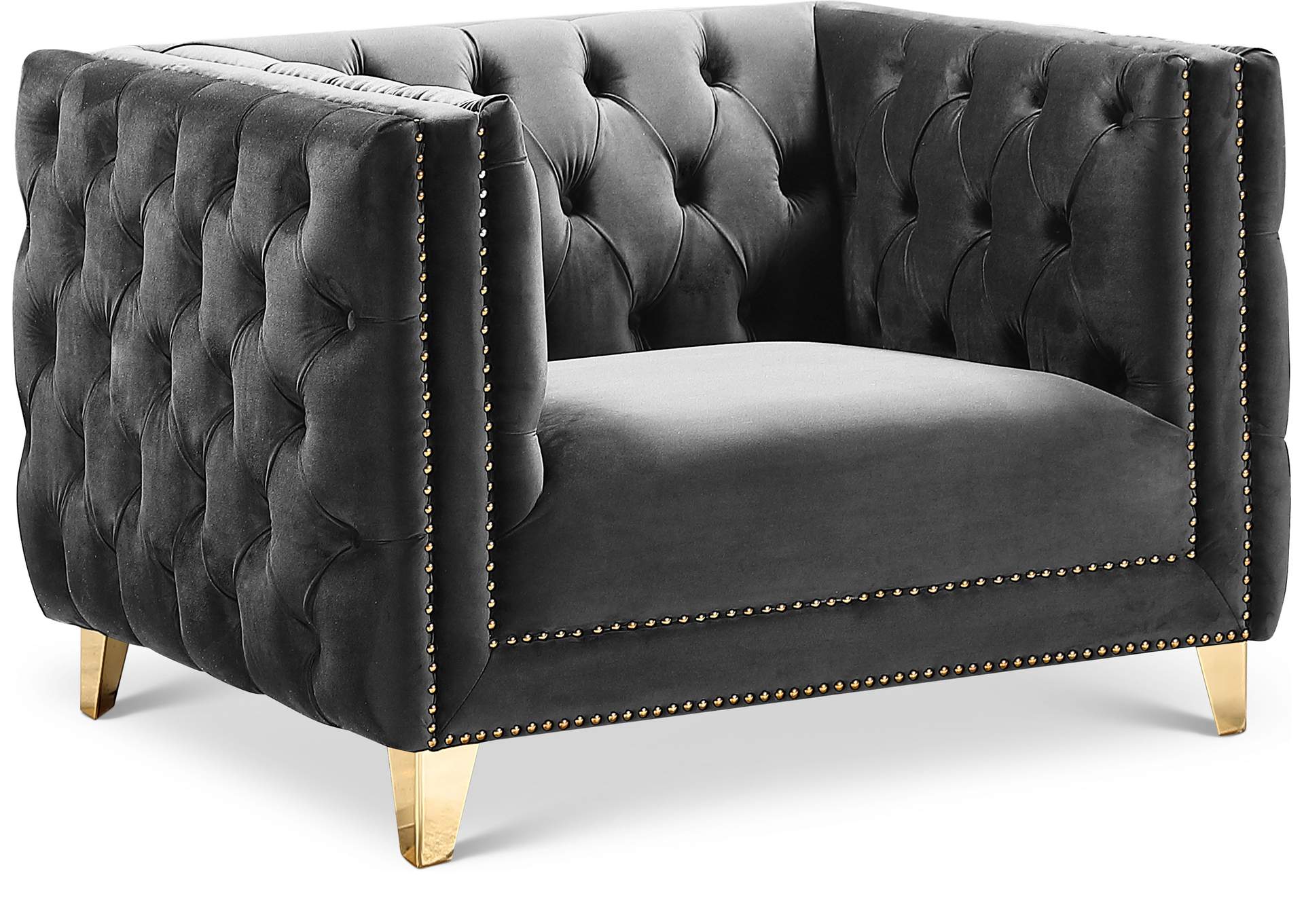 Michelle Grey Velvet Chair,Meridian Furniture