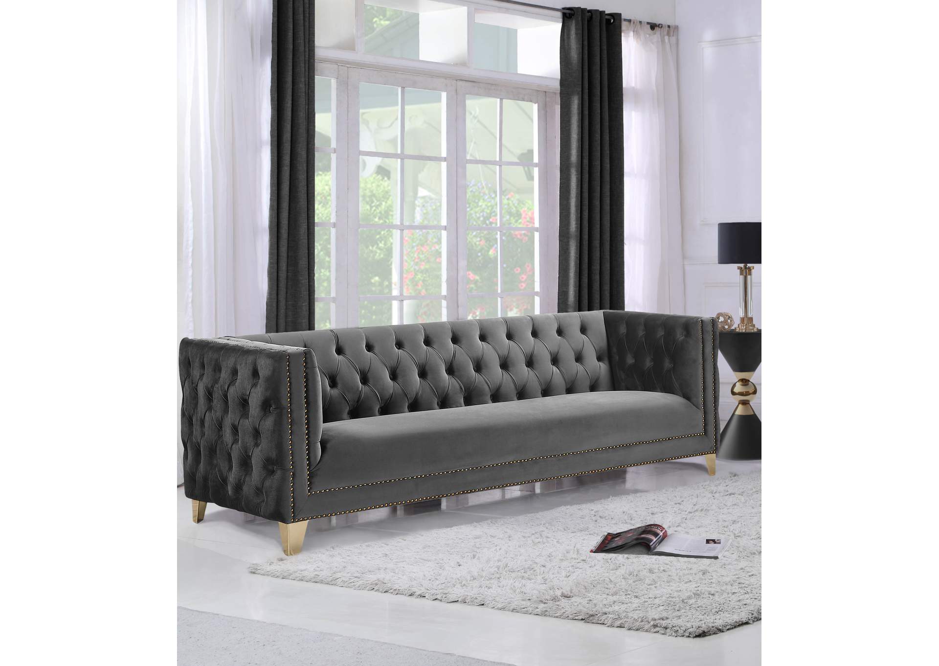 Michelle Grey Velvet Sofa,Meridian Furniture