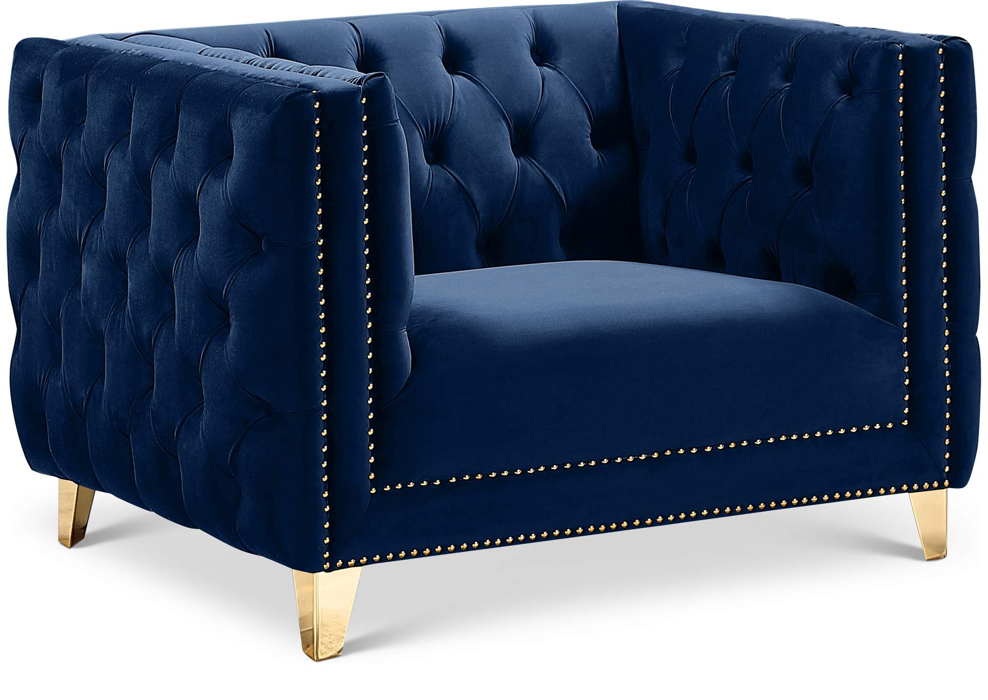 Michelle Navy Velvet Chair,Meridian Furniture