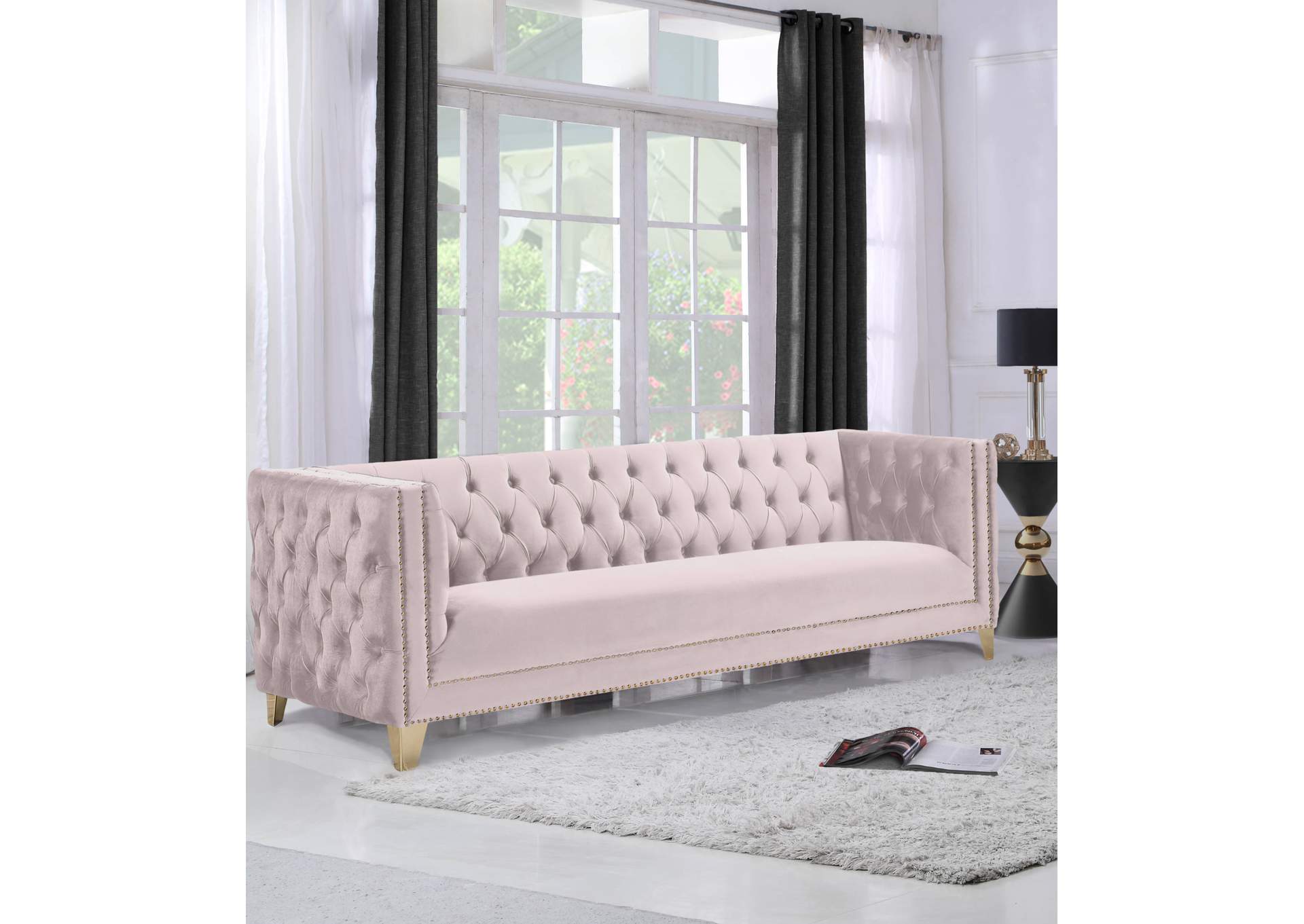 Michelle Pink Velvet Sofa,Meridian Furniture