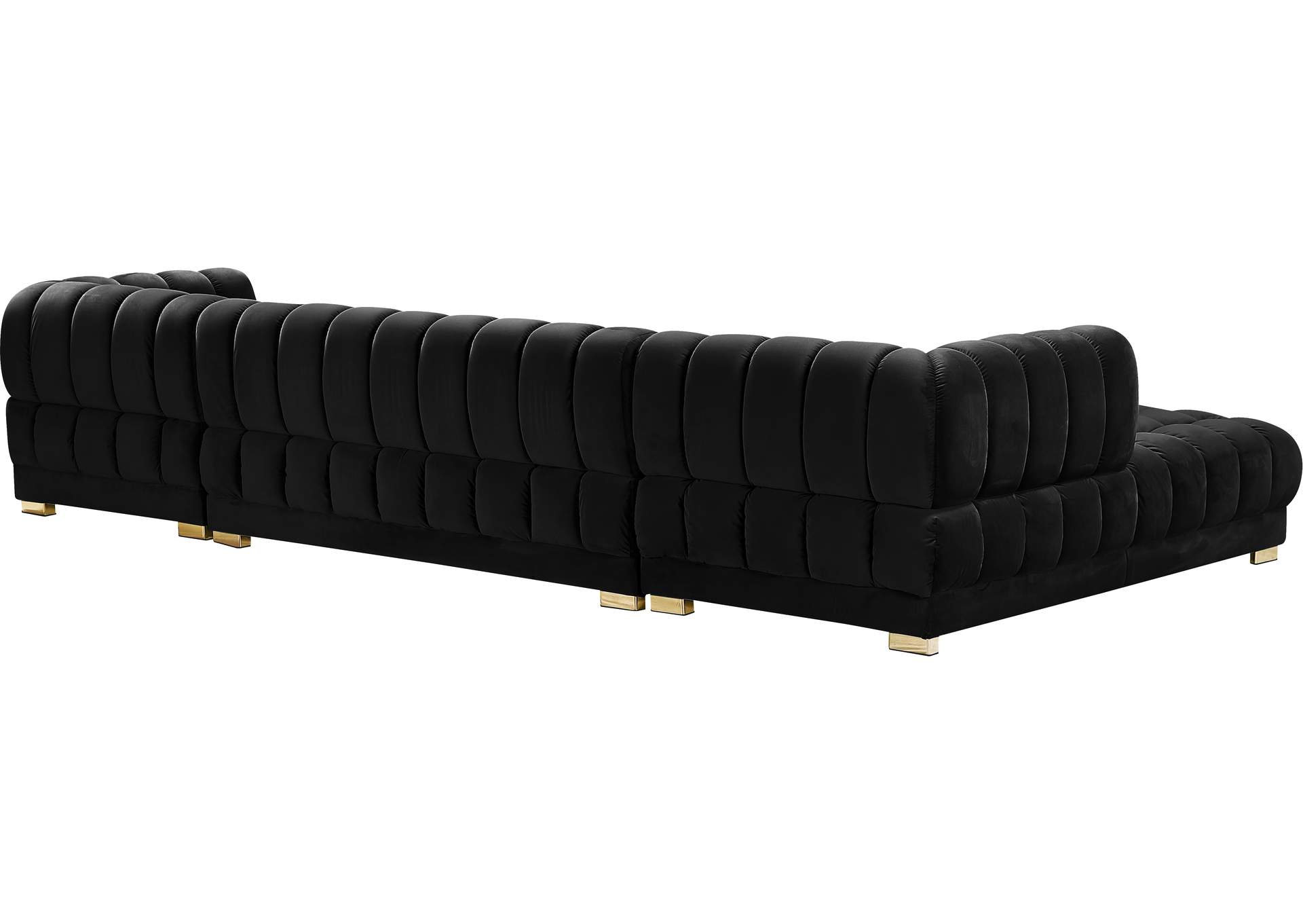 Gwen Black Velvet 3 Piece Sectional (3 Boxes),Meridian Furniture