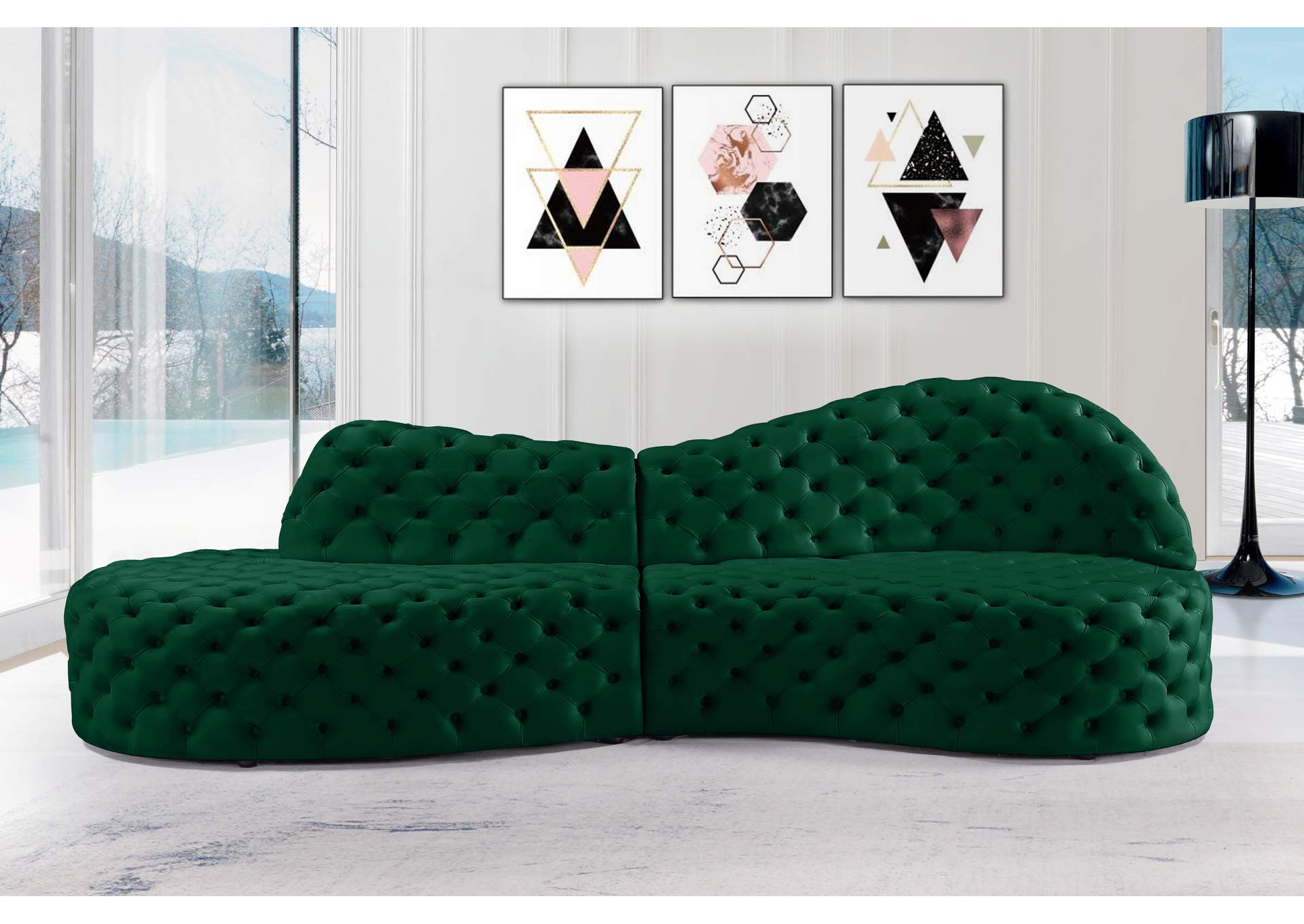 Royal Green Velvet 2 Piece Sectional,Meridian Furniture