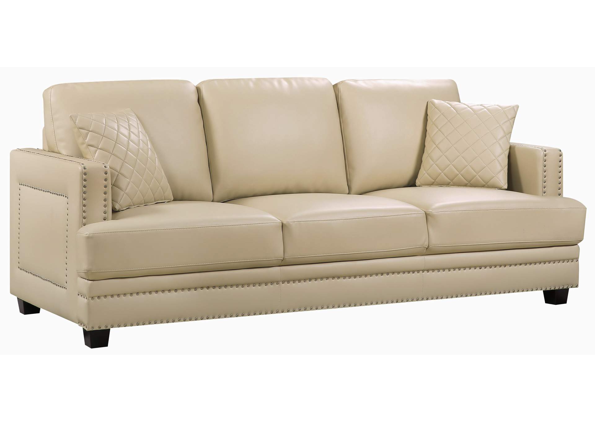 beige faux leather sofa bed