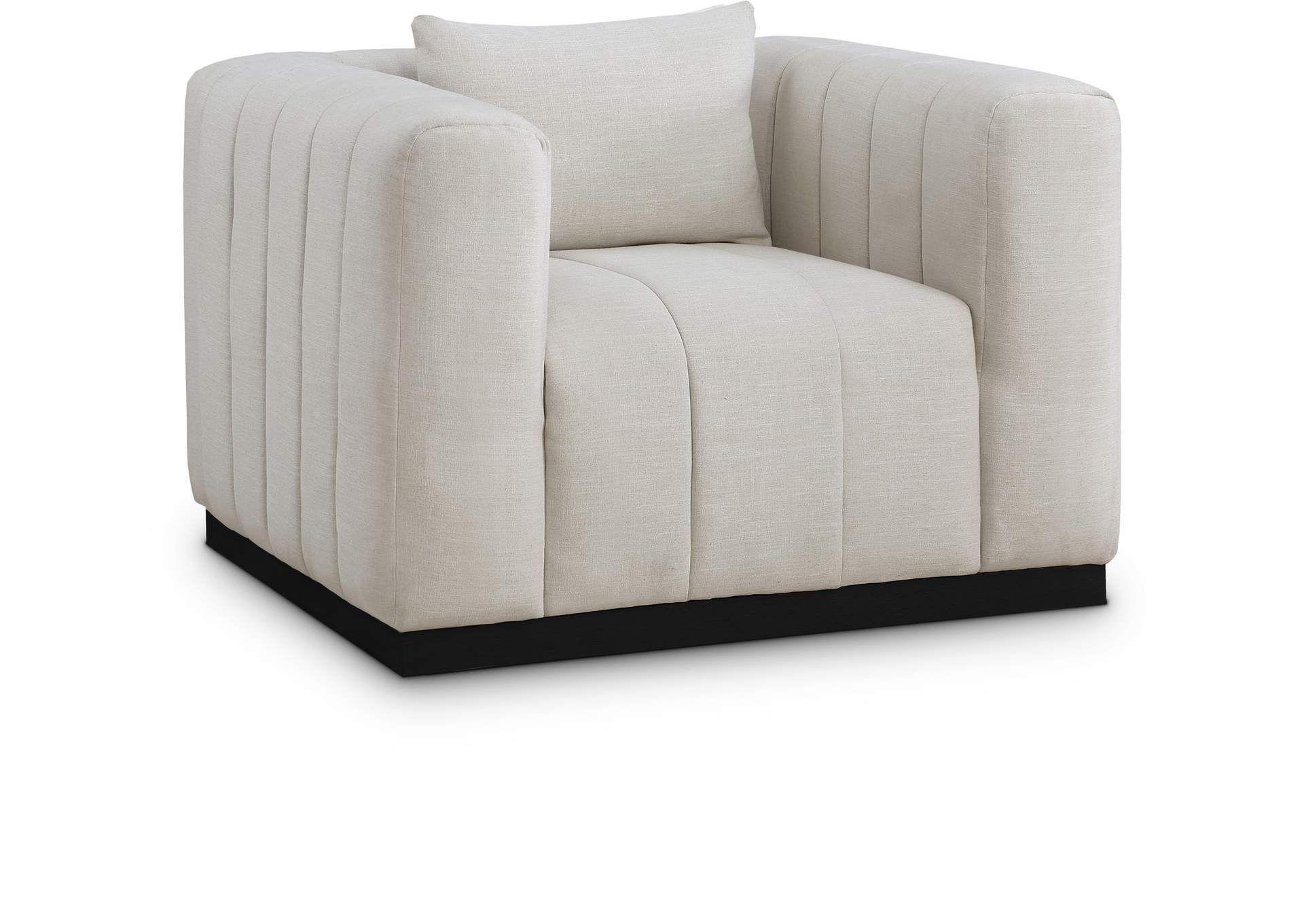 Lucia Beige Linen Textured Fabric Chair,Meridian Furniture