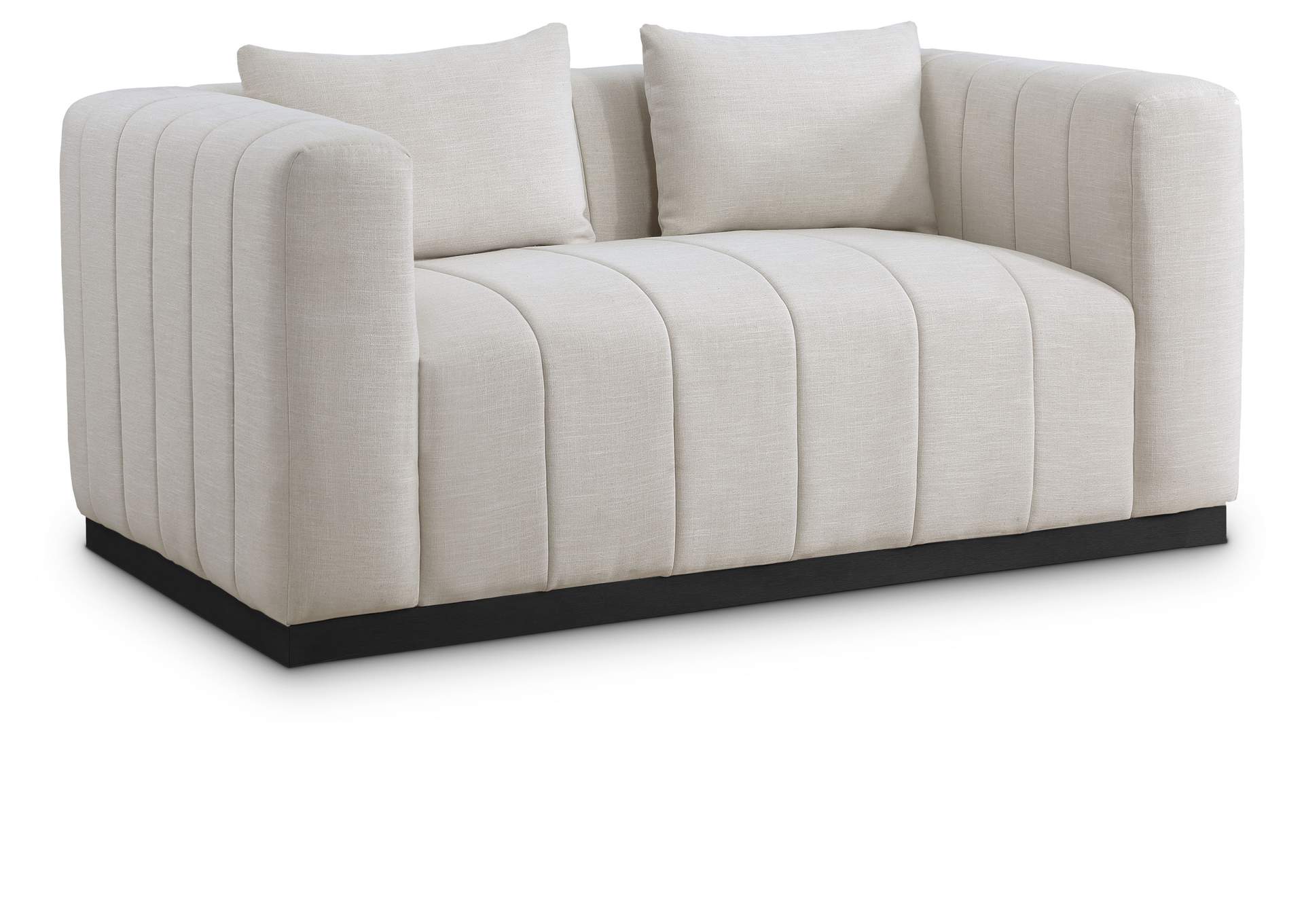 Lucia Beige Linen Textured Fabric Loveseat,Meridian Furniture