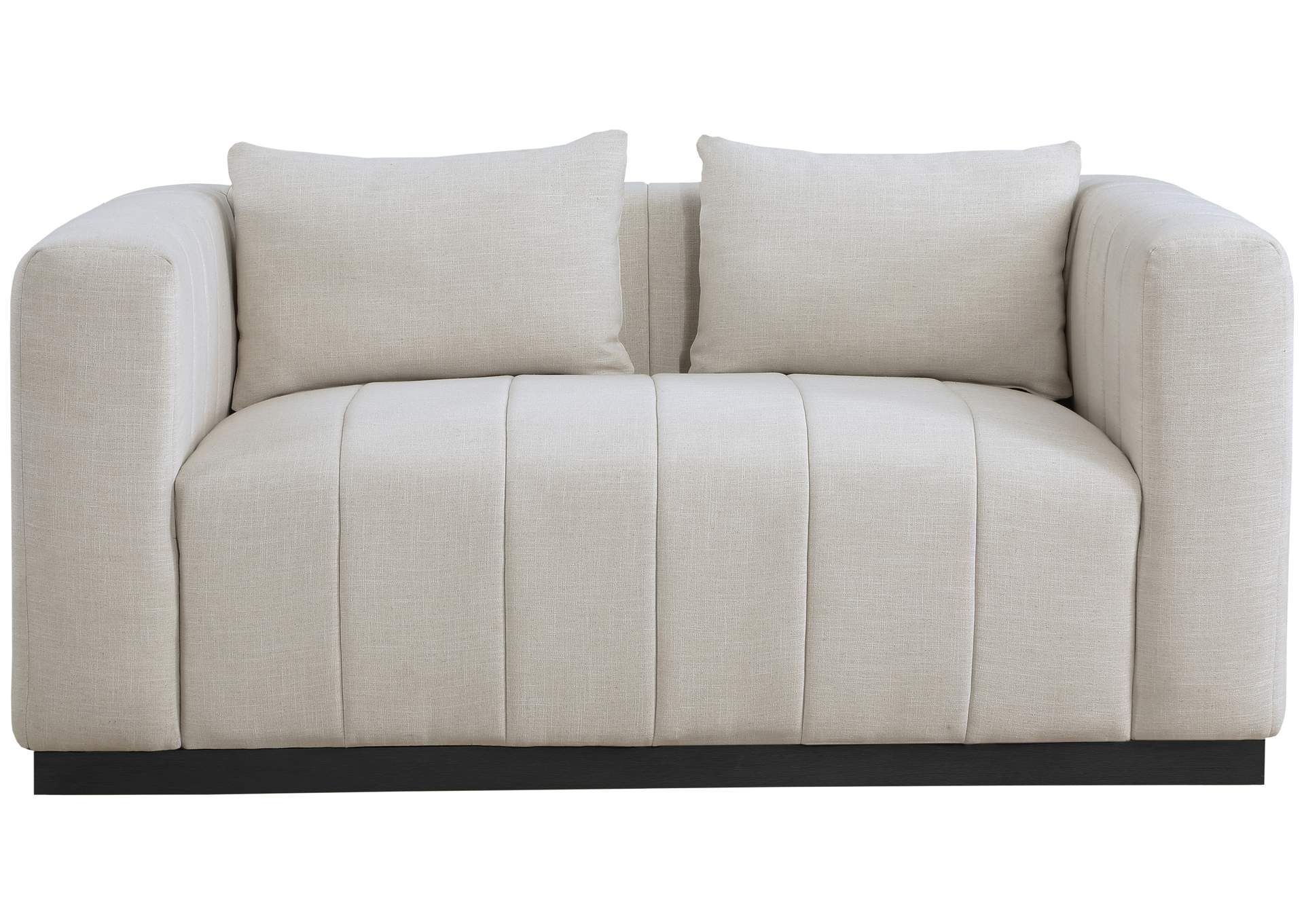 Lucia Beige Linen Textured Fabric Loveseat,Meridian Furniture
