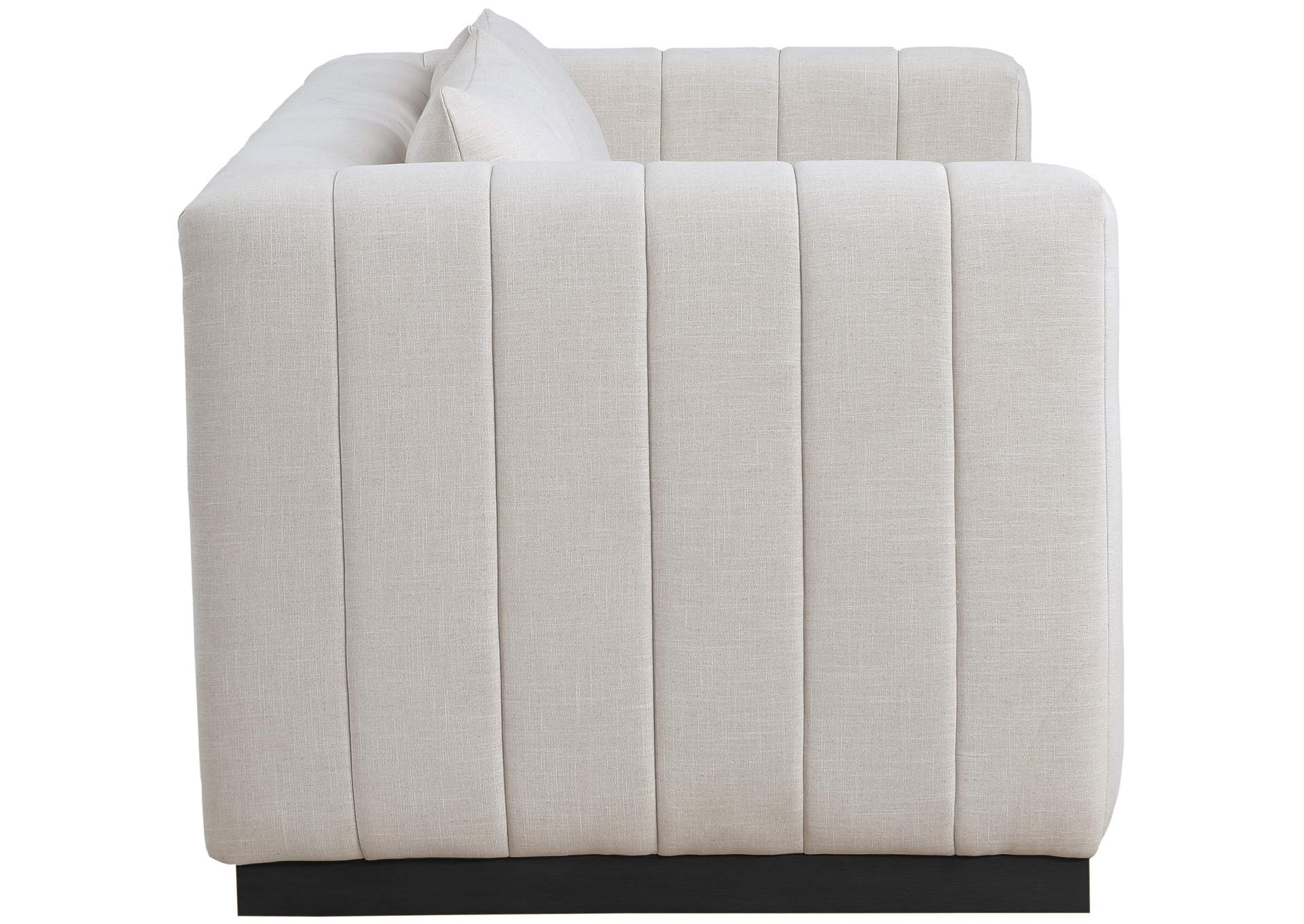 Lucia Beige Linen Textured Fabric Loveseat,Meridian Furniture