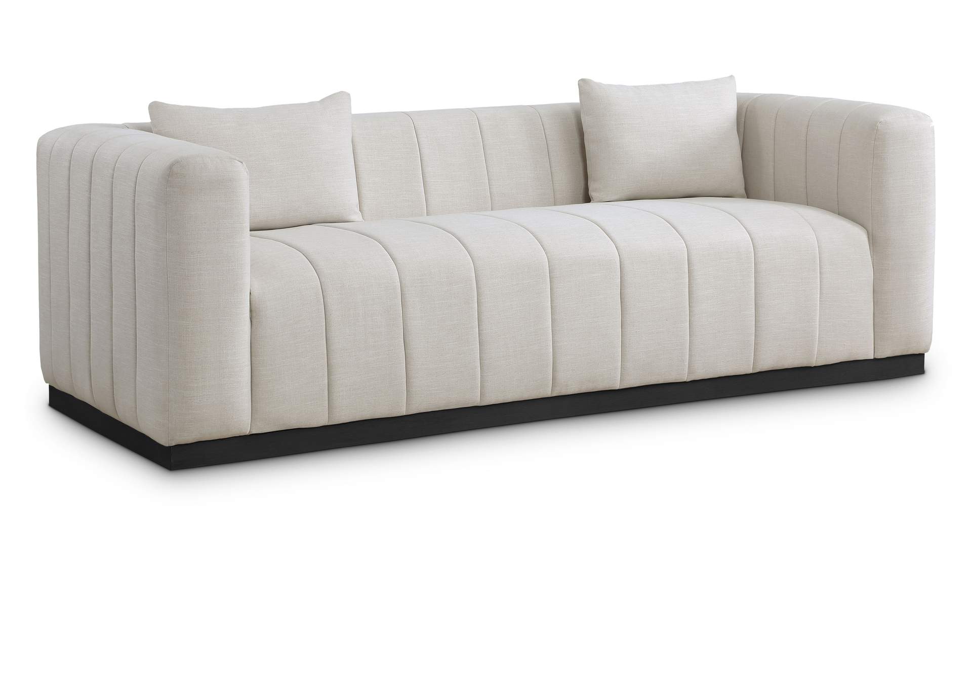 Lucia Beige Linen Textured Fabric Sofa,Meridian Furniture