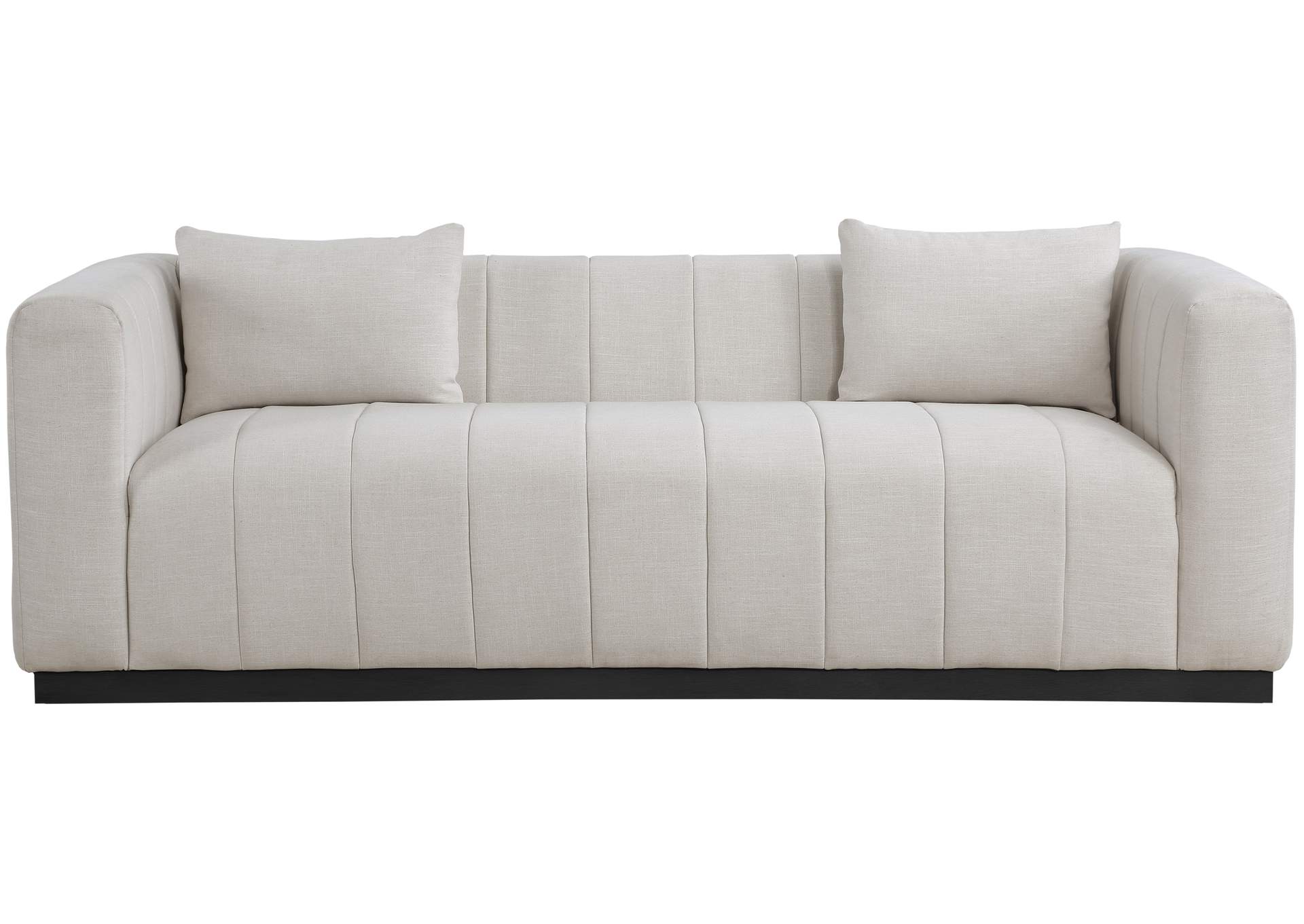 Lucia Beige Linen Textured Fabric Sofa,Meridian Furniture