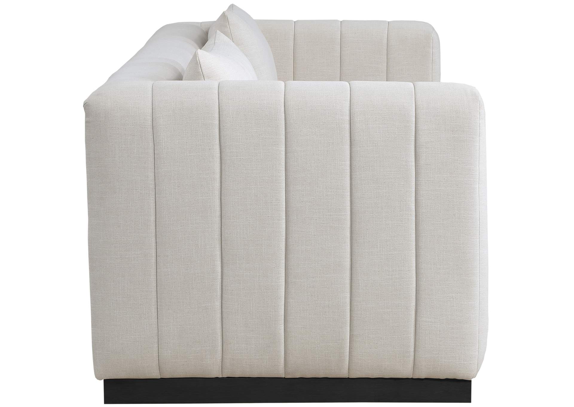 Lucia Beige Linen Textured Fabric Sofa,Meridian Furniture