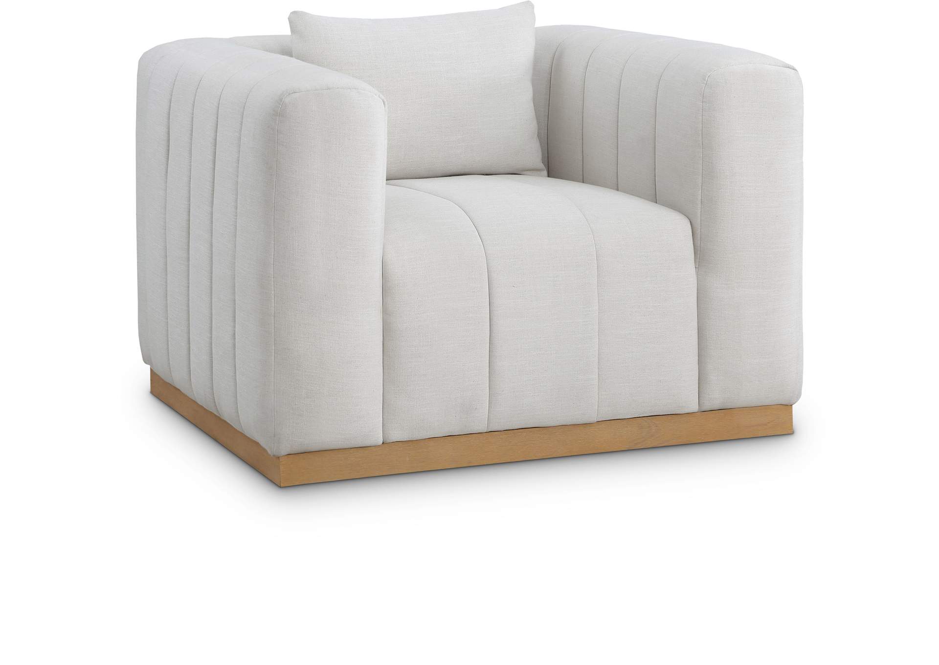 Lucia Cream Linen Textured Fabric Chair,Meridian Furniture