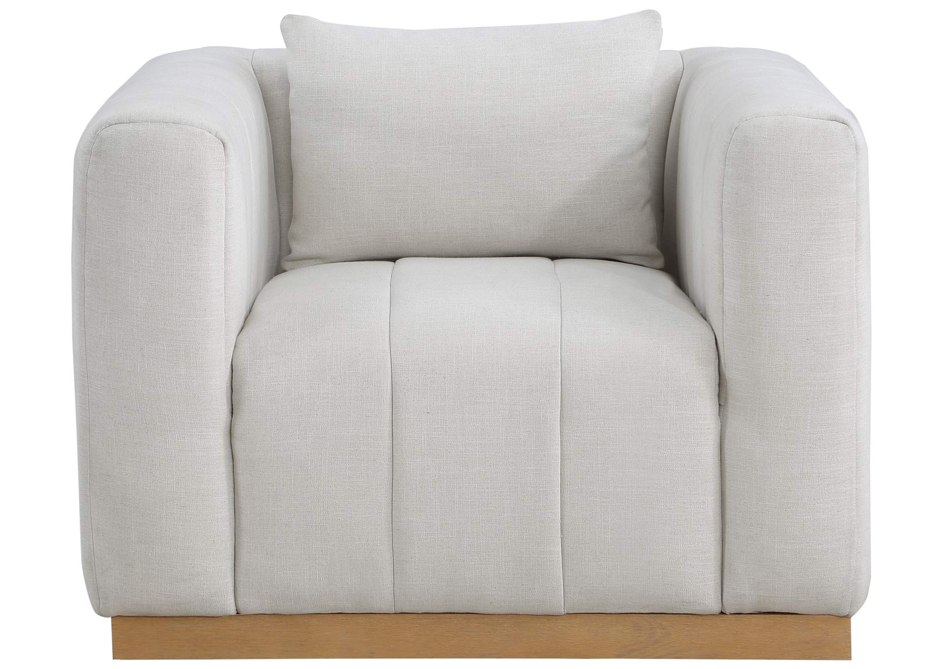 Lucia Cream Linen Textured Fabric Chair,Meridian Furniture