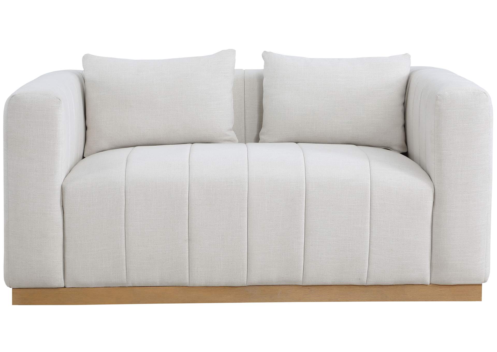 Lucia Cream Linen Textured Fabric Loveseat,Meridian Furniture