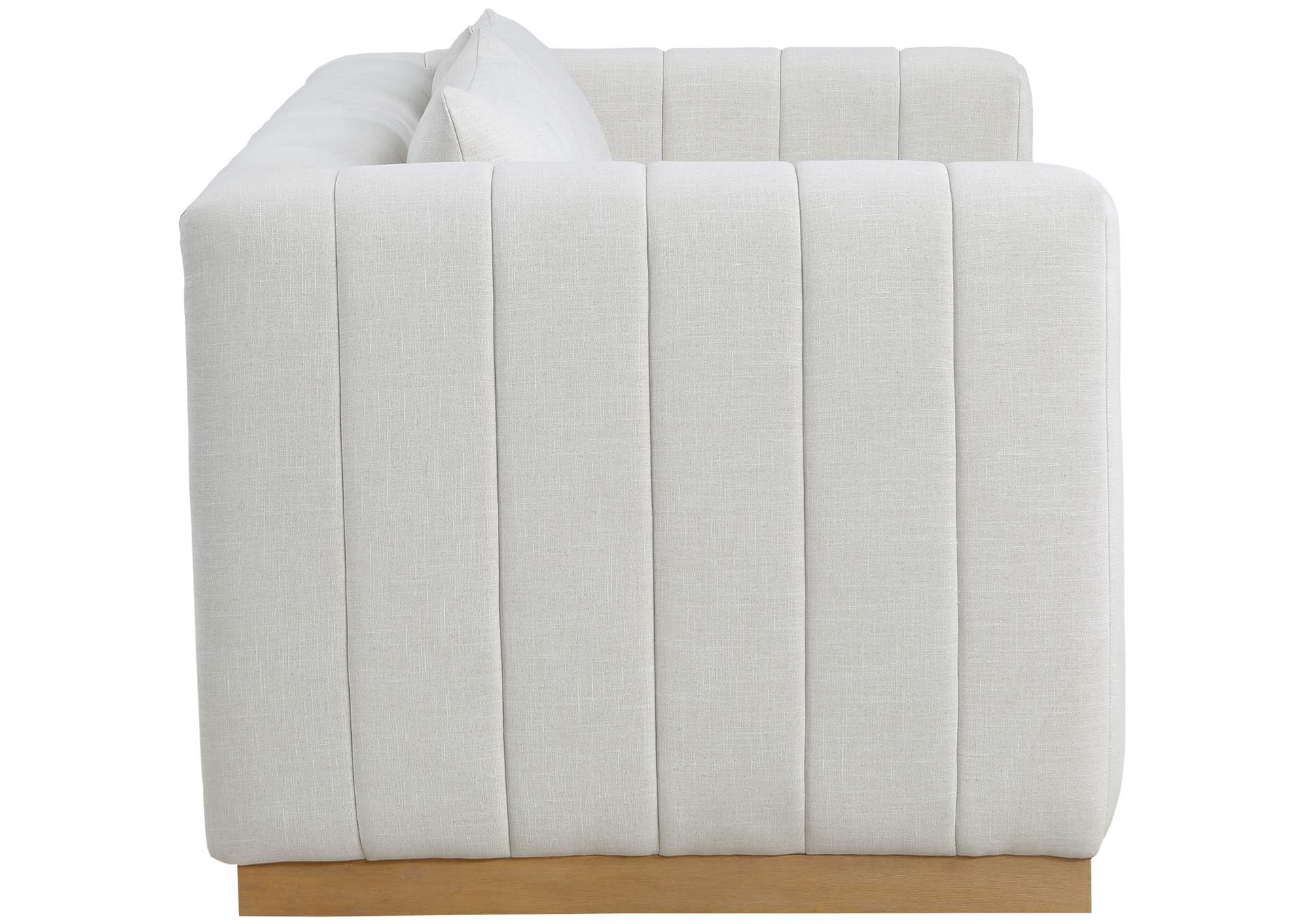 Lucia Cream Linen Textured Fabric Loveseat,Meridian Furniture