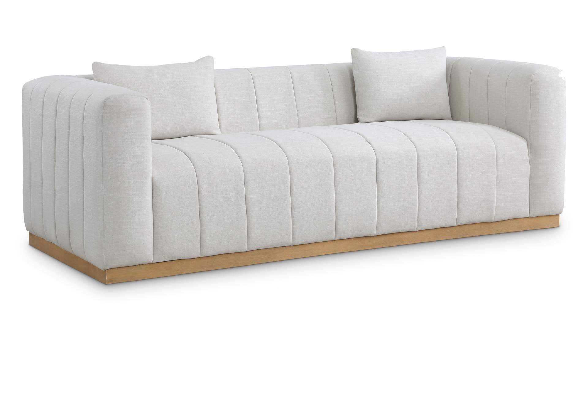 Lucia Cream Linen Textured Fabric Sofa,Meridian Furniture