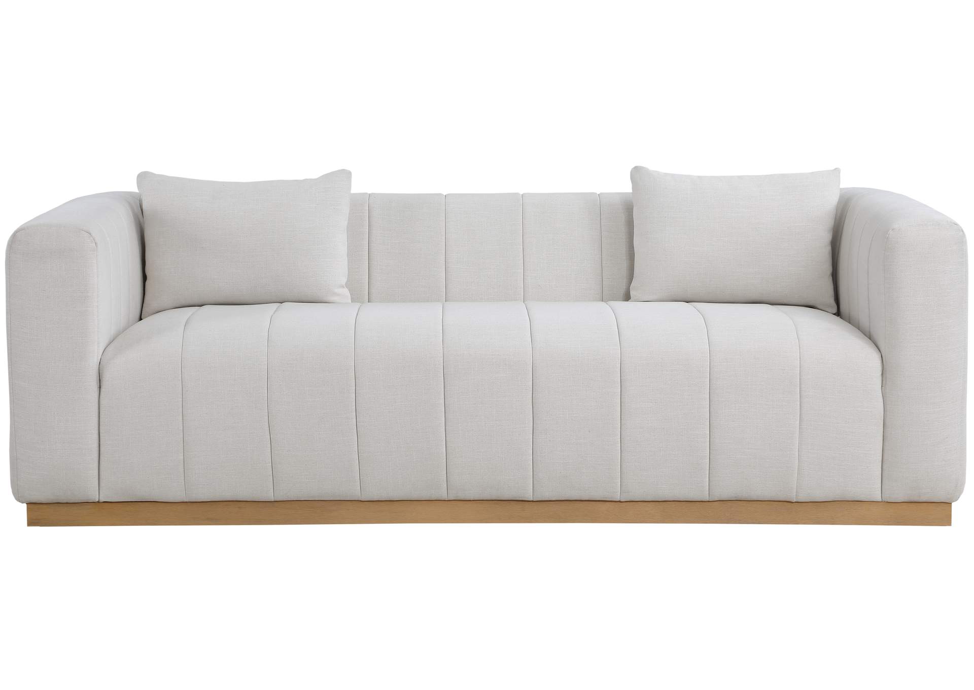 Lucia Cream Linen Textured Fabric Sofa,Meridian Furniture