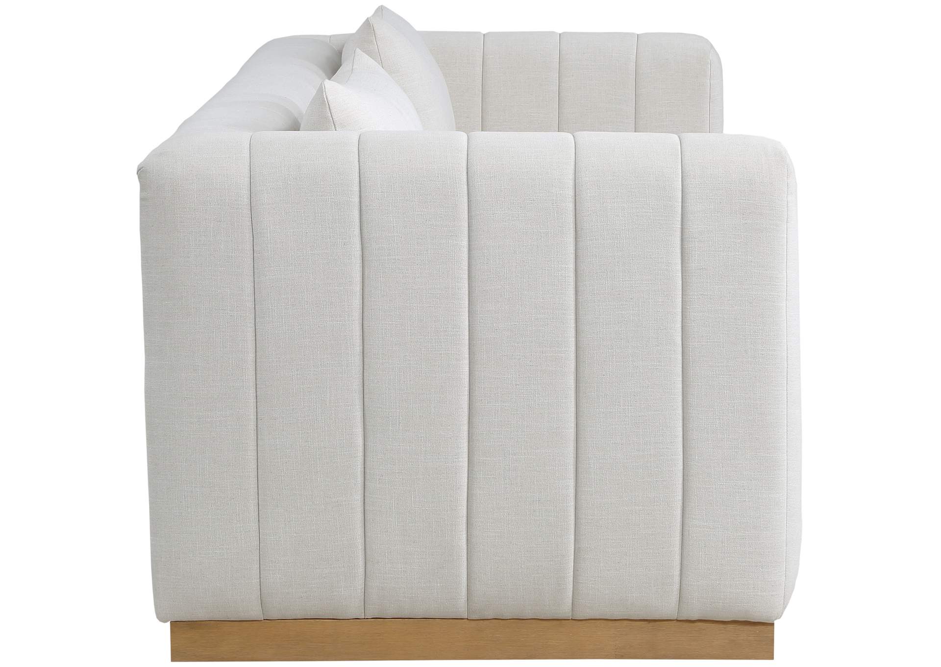 Lucia Cream Linen Textured Fabric Sofa,Meridian Furniture