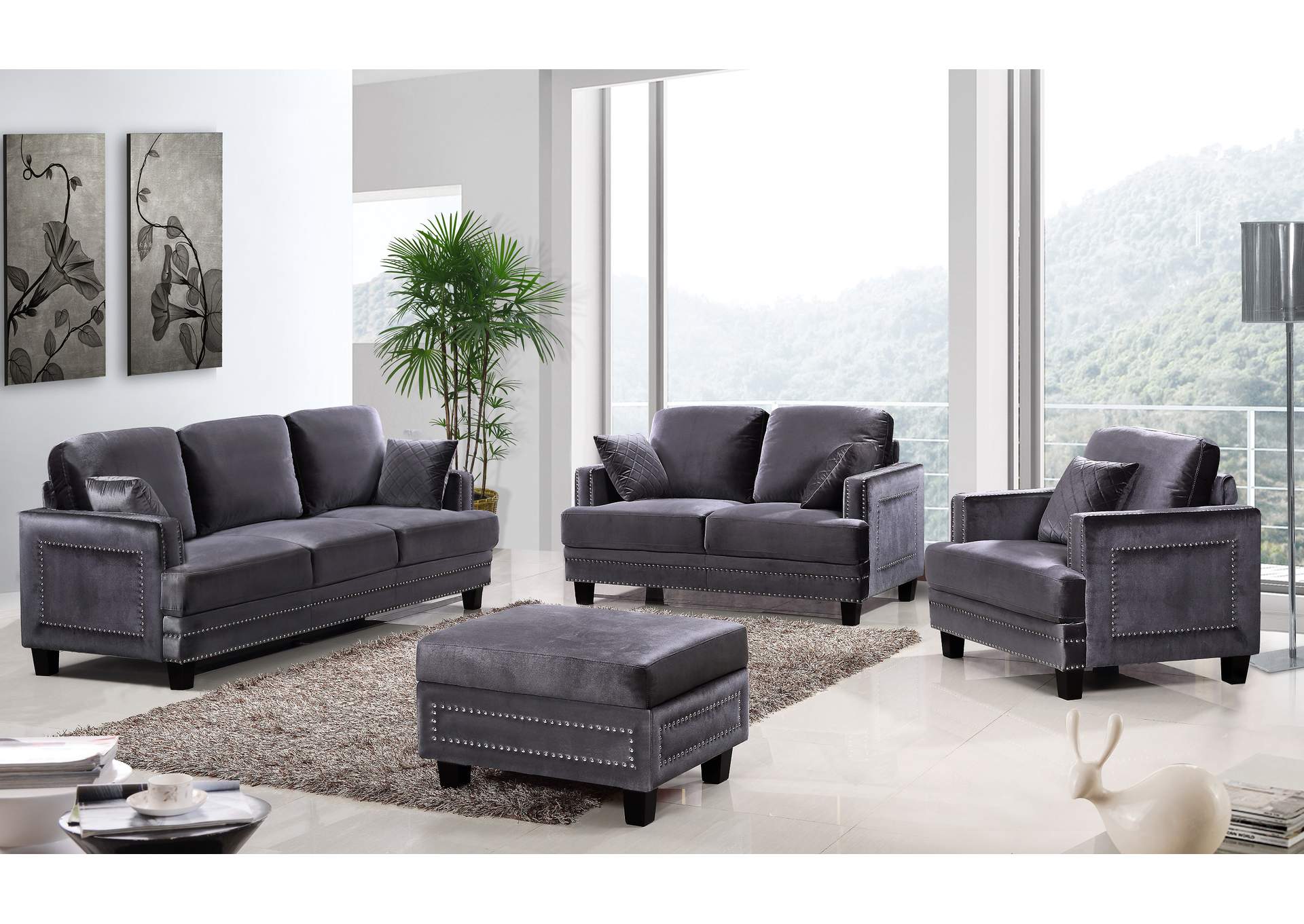 Grey Velvet Couch Living Room / Bellaire Velvet Sectional Sofa Kfrooms