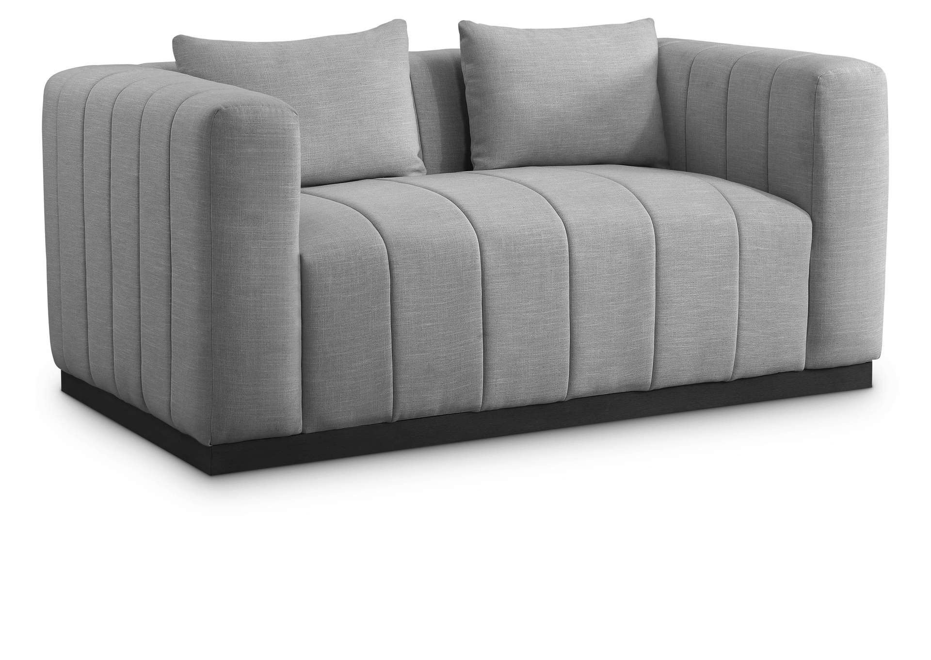 Lucia Grey Linen Textured Fabric Loveseat,Meridian Furniture