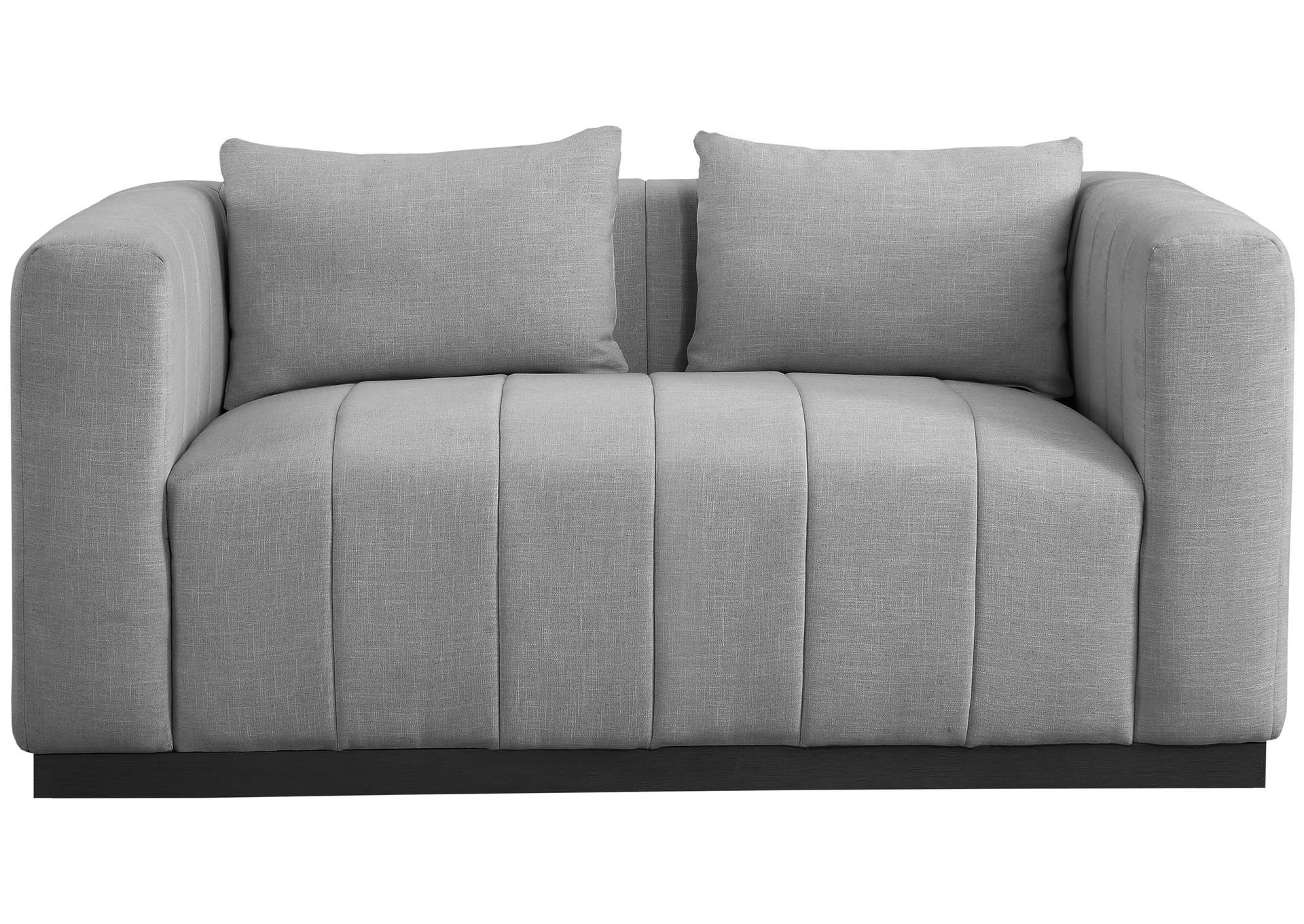 Lucia Grey Linen Textured Fabric Loveseat,Meridian Furniture