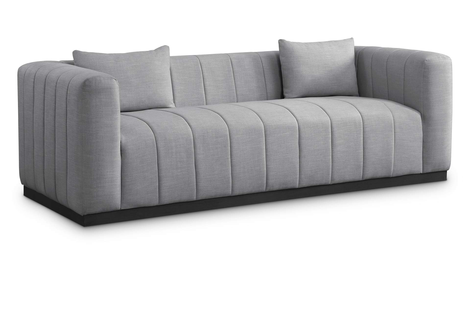 Lucia Grey Linen Textured Fabric Sofa,Meridian Furniture